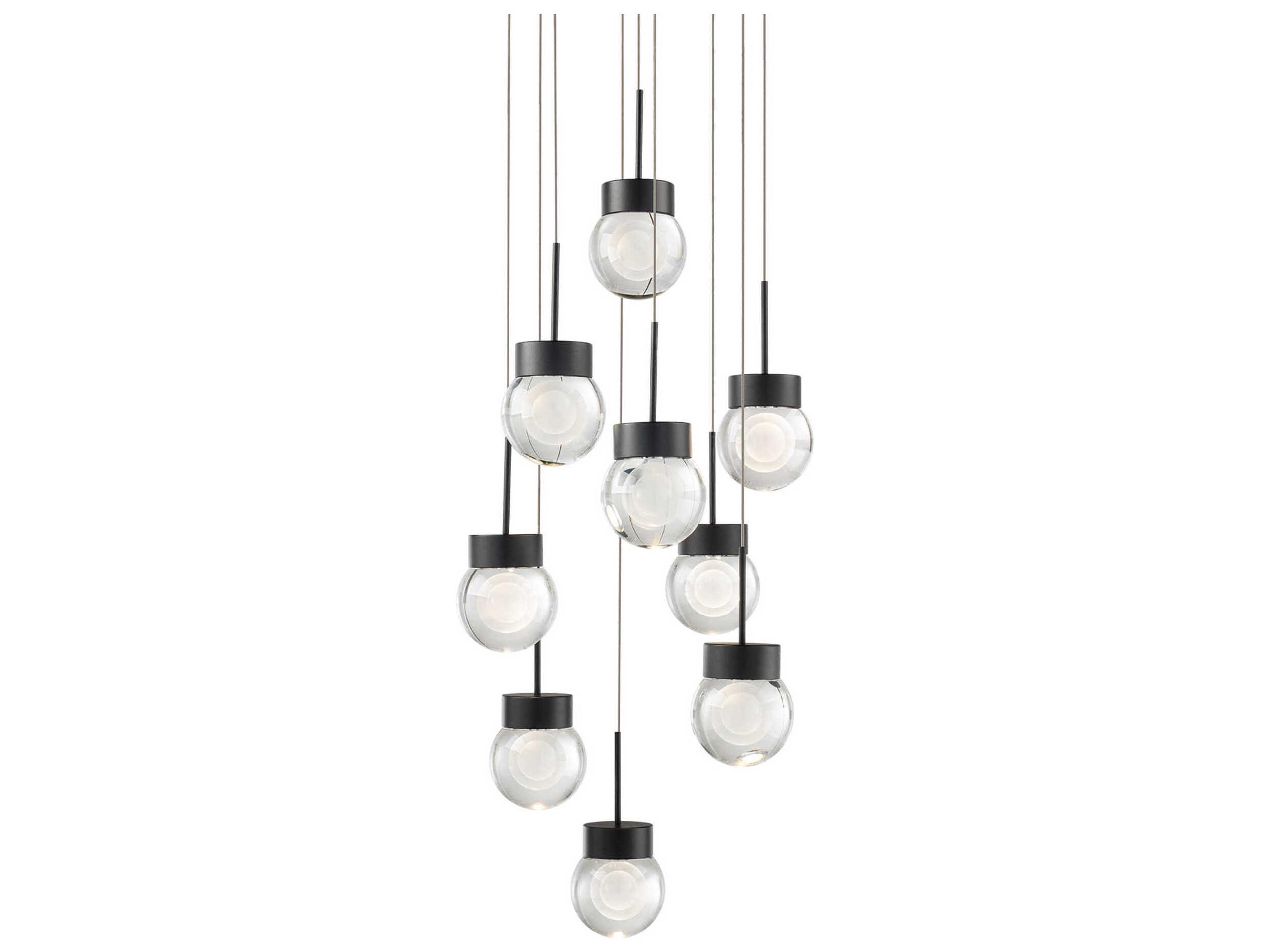 Double Bubble 9-Light Black Globe Pendant