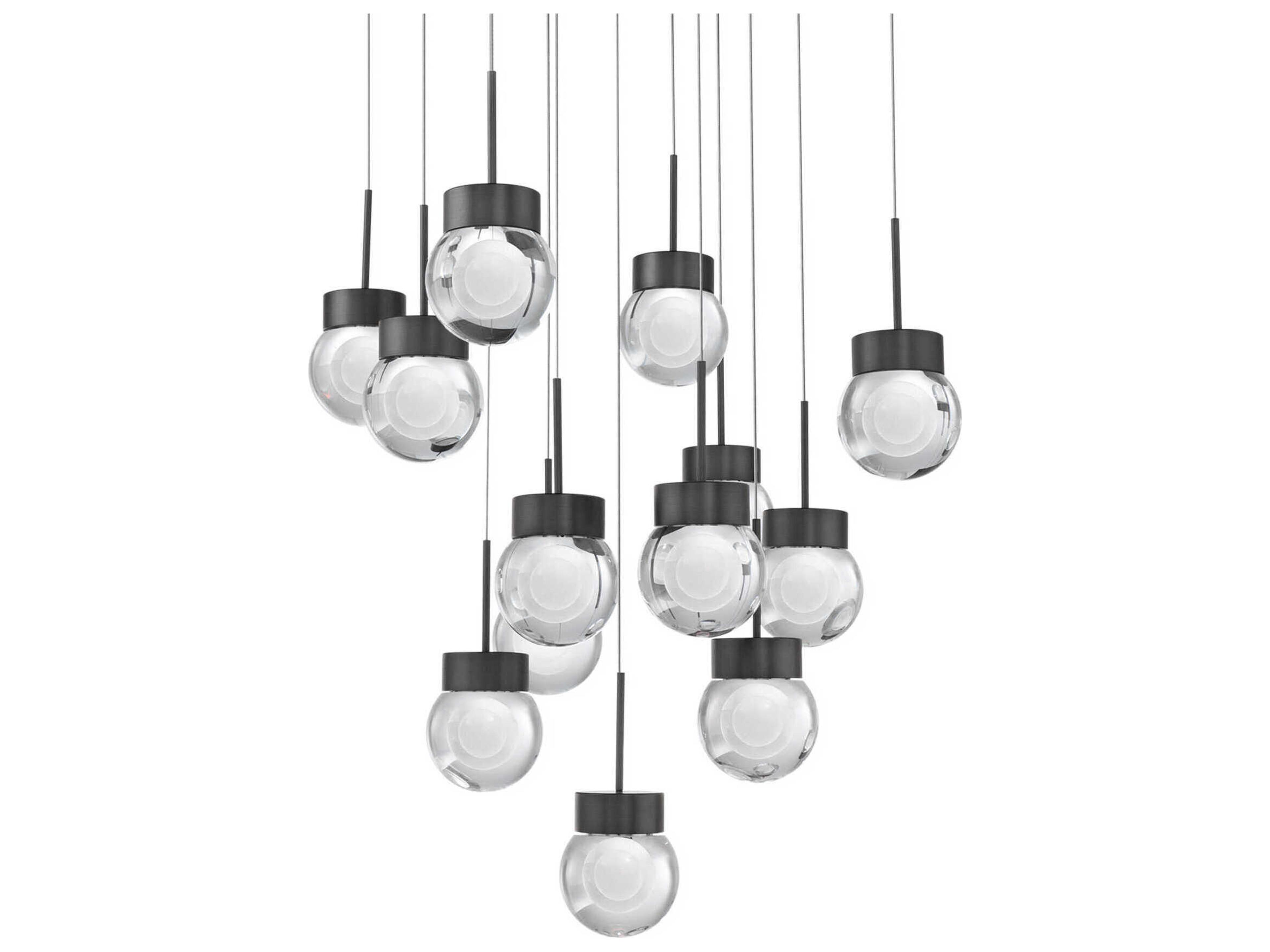 Double Bubble 13-Light Black Globe Pendant