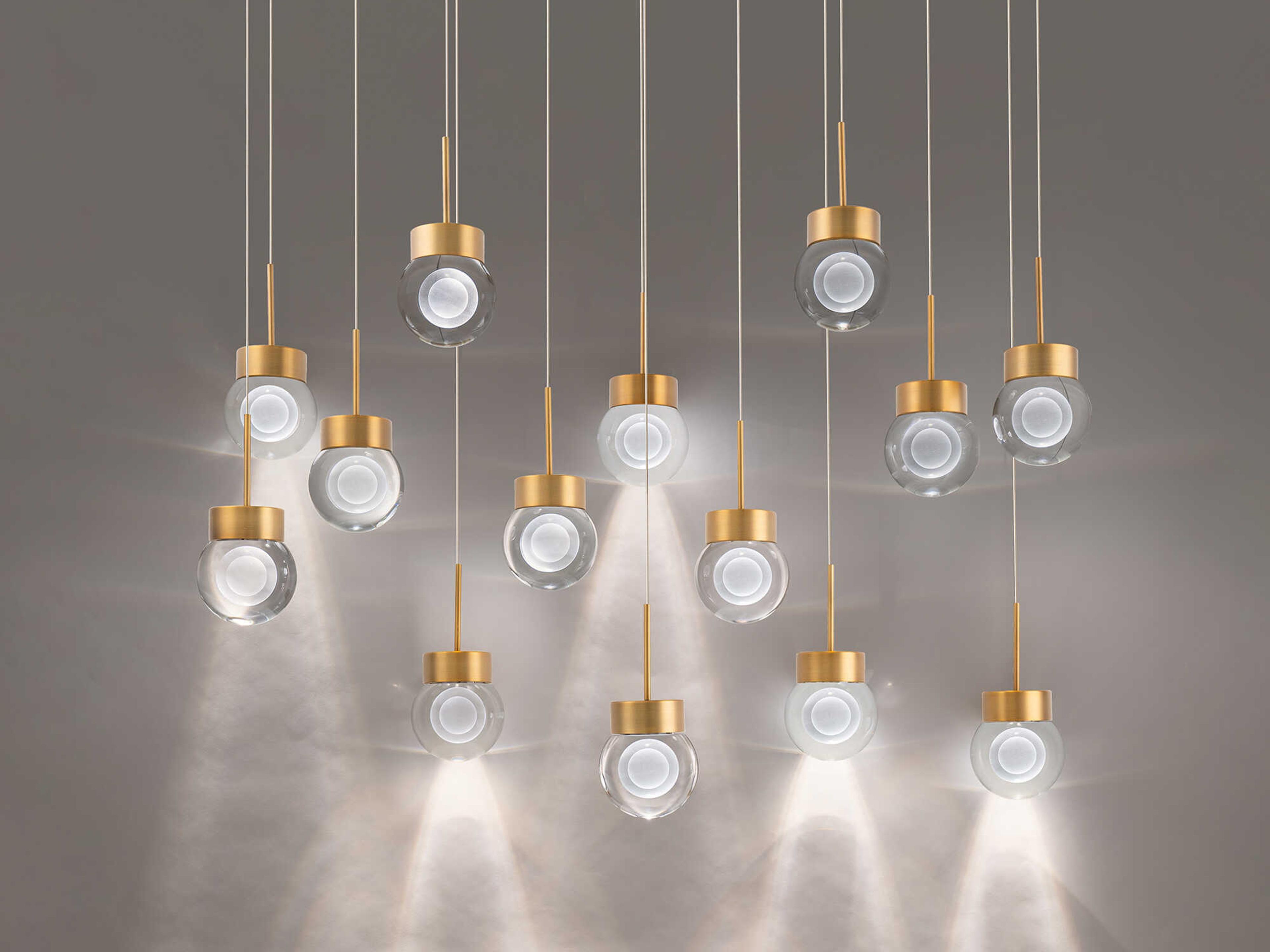 Modern Forms Double Bubble 14-Light Aged Brass Globe Island Pendant