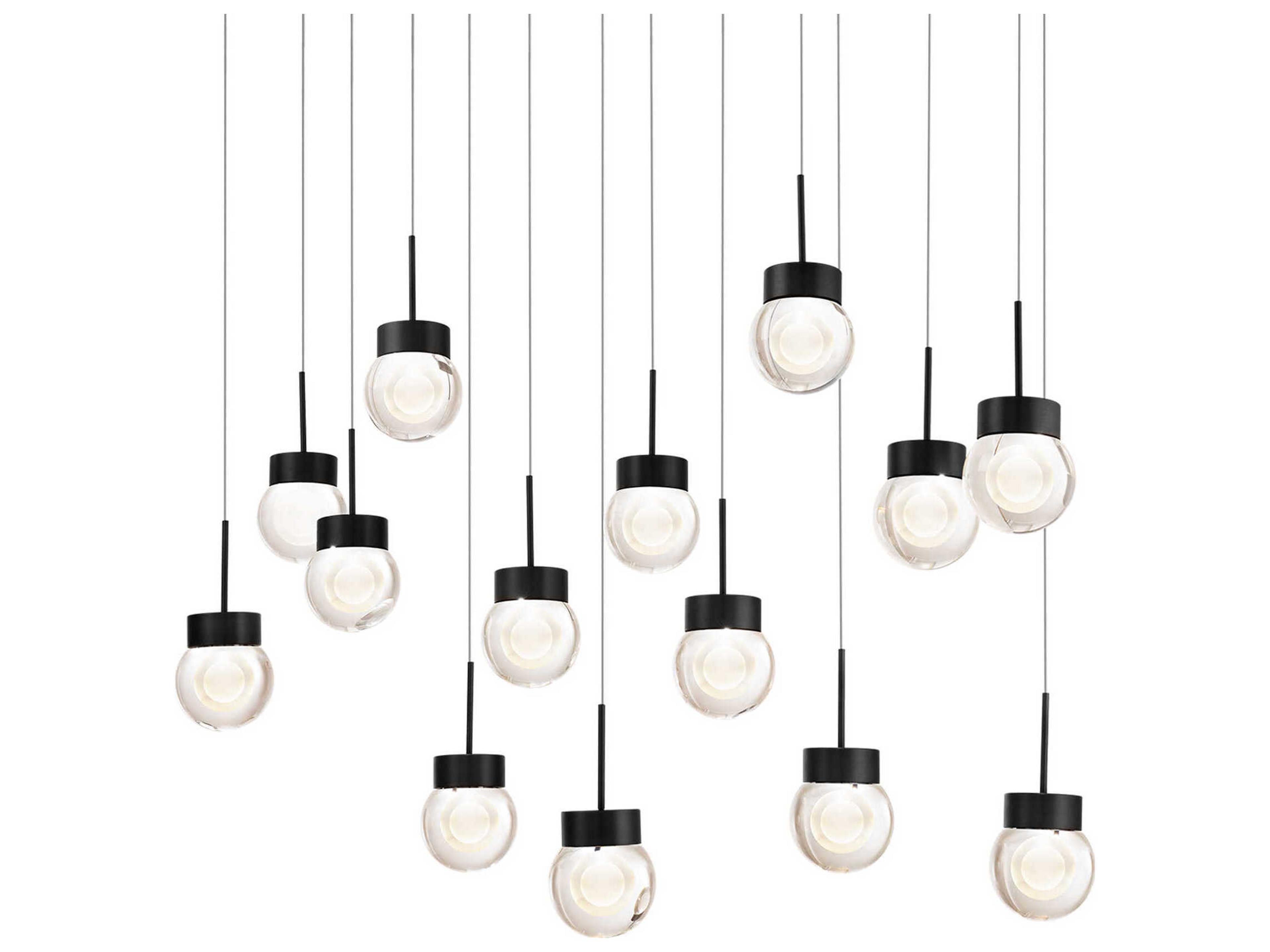 Double Bubble 14-Light Black Globe Island Pendant