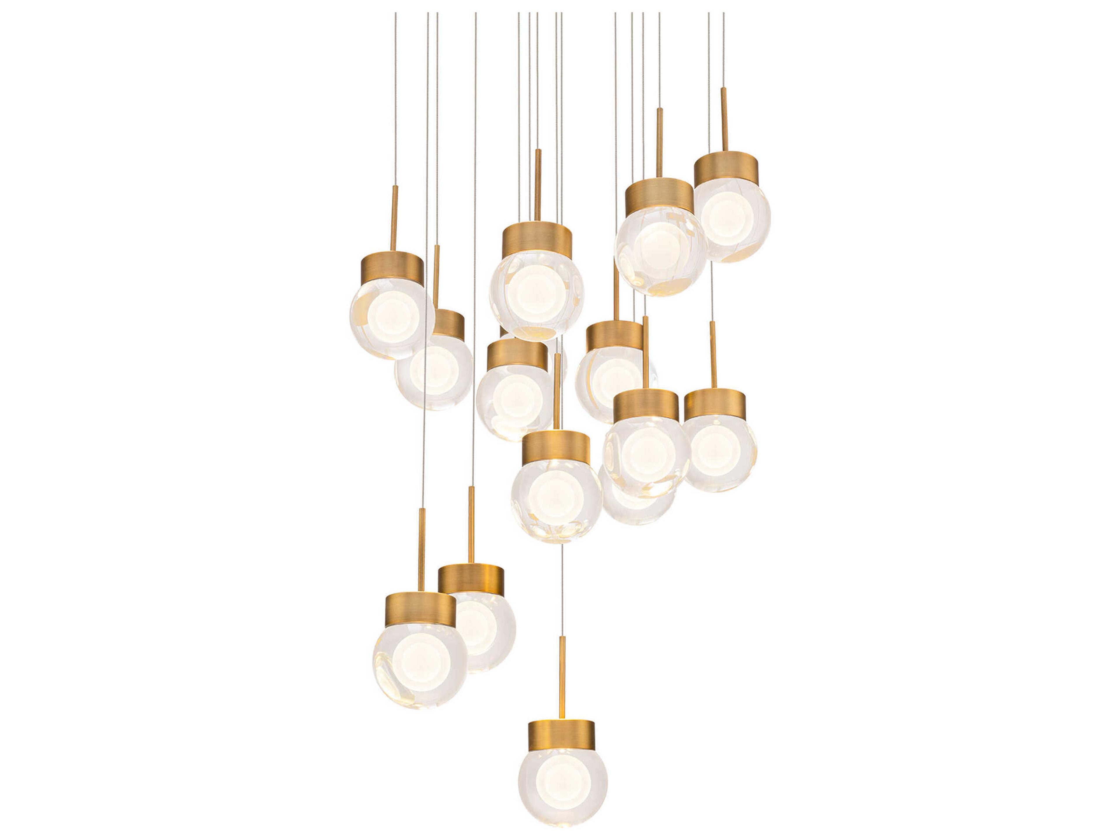 Double Bubble 15-Light Aged Brass Globe Pendant
