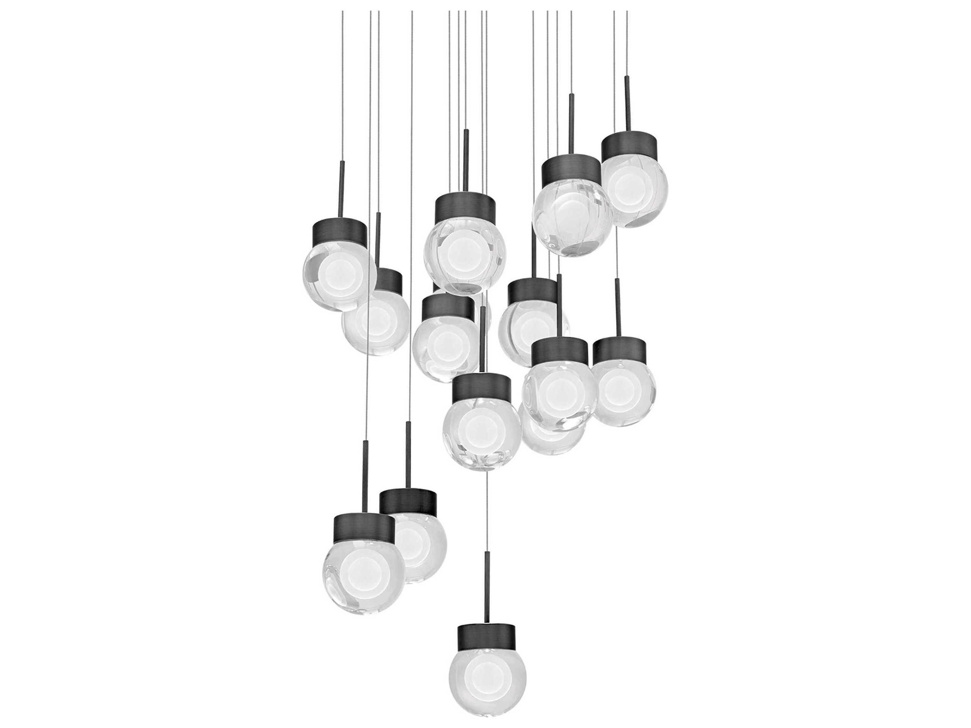 Double Bubble 15-Light Black Globe Pendant