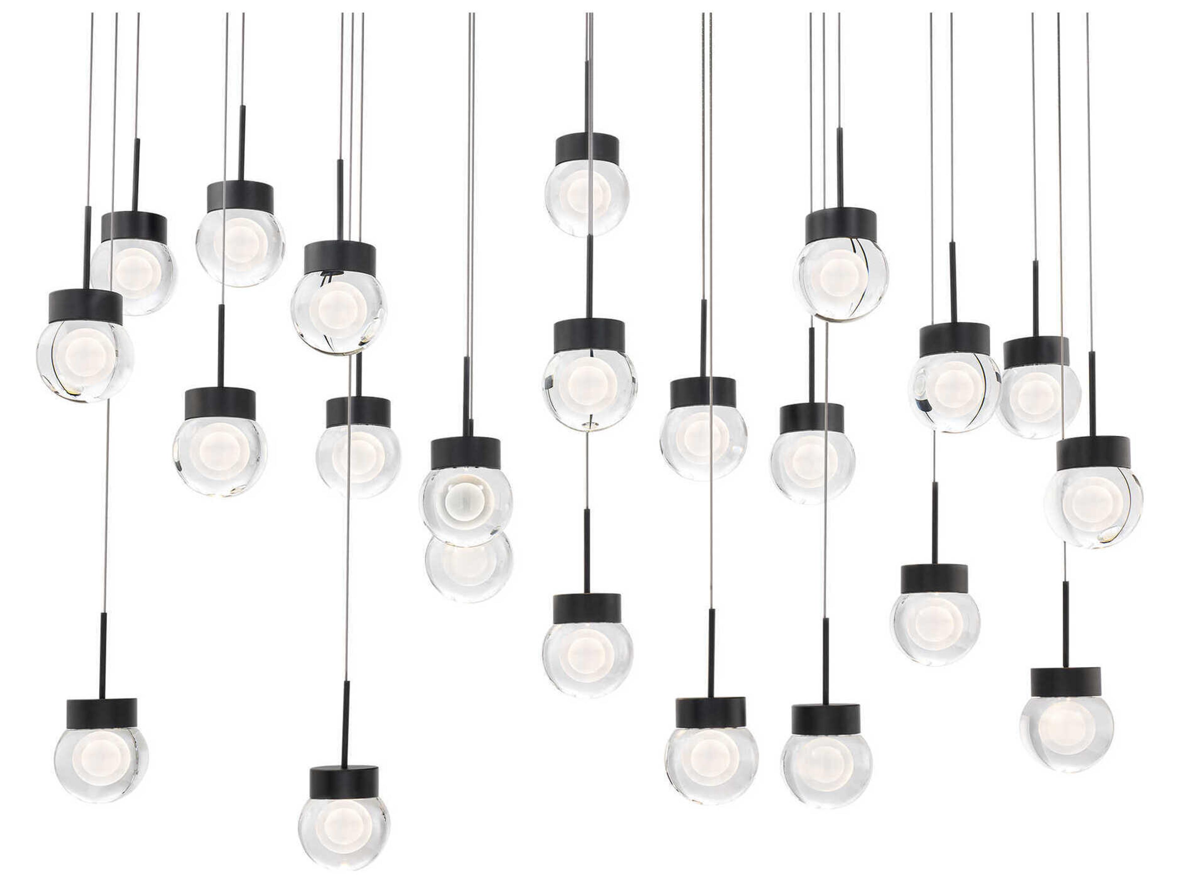 Double Bubble 23-Light Black Globe Island Pendant