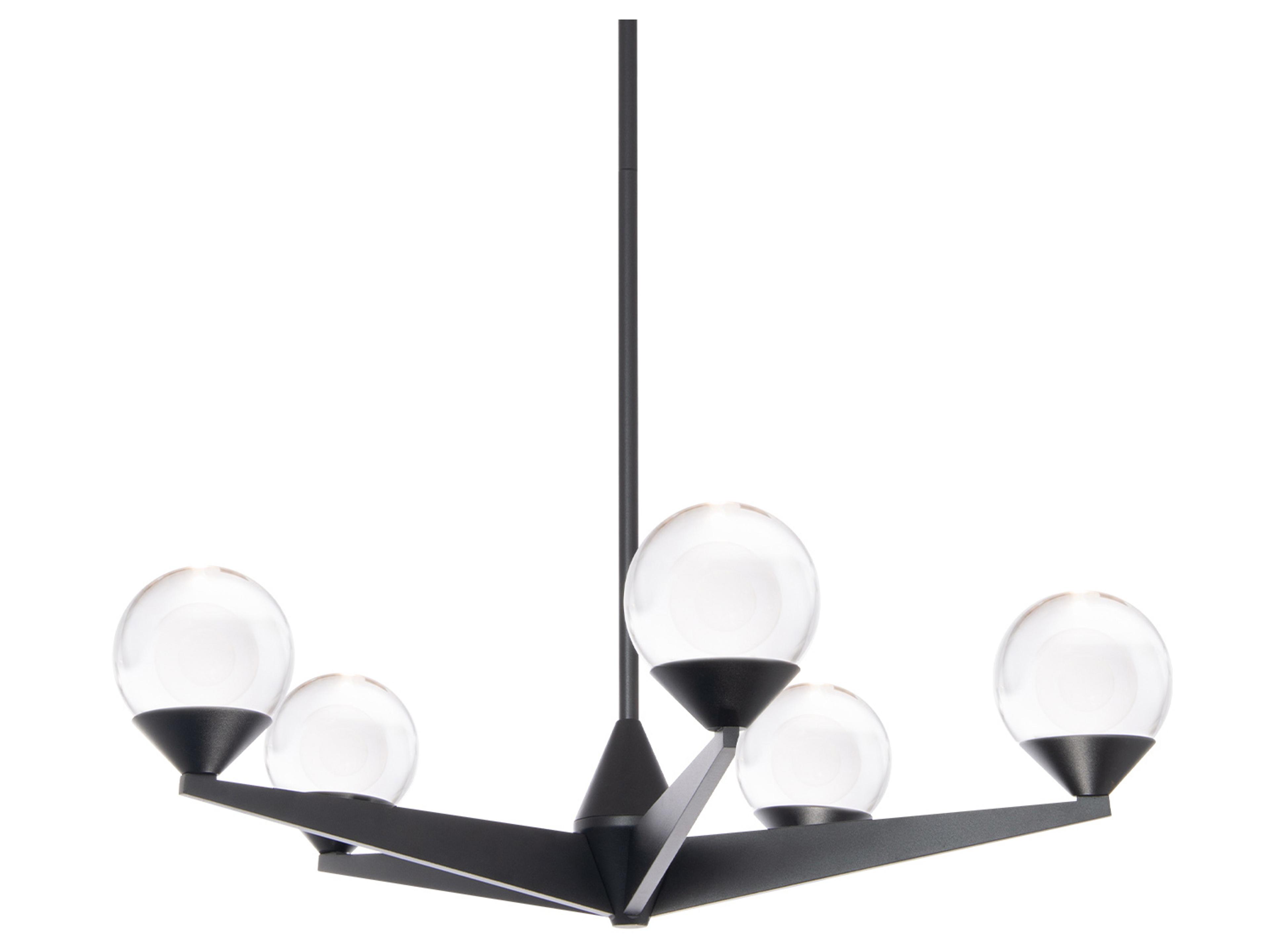 Double Bubble 5-Light Black Glass LED Globe Chandelier
