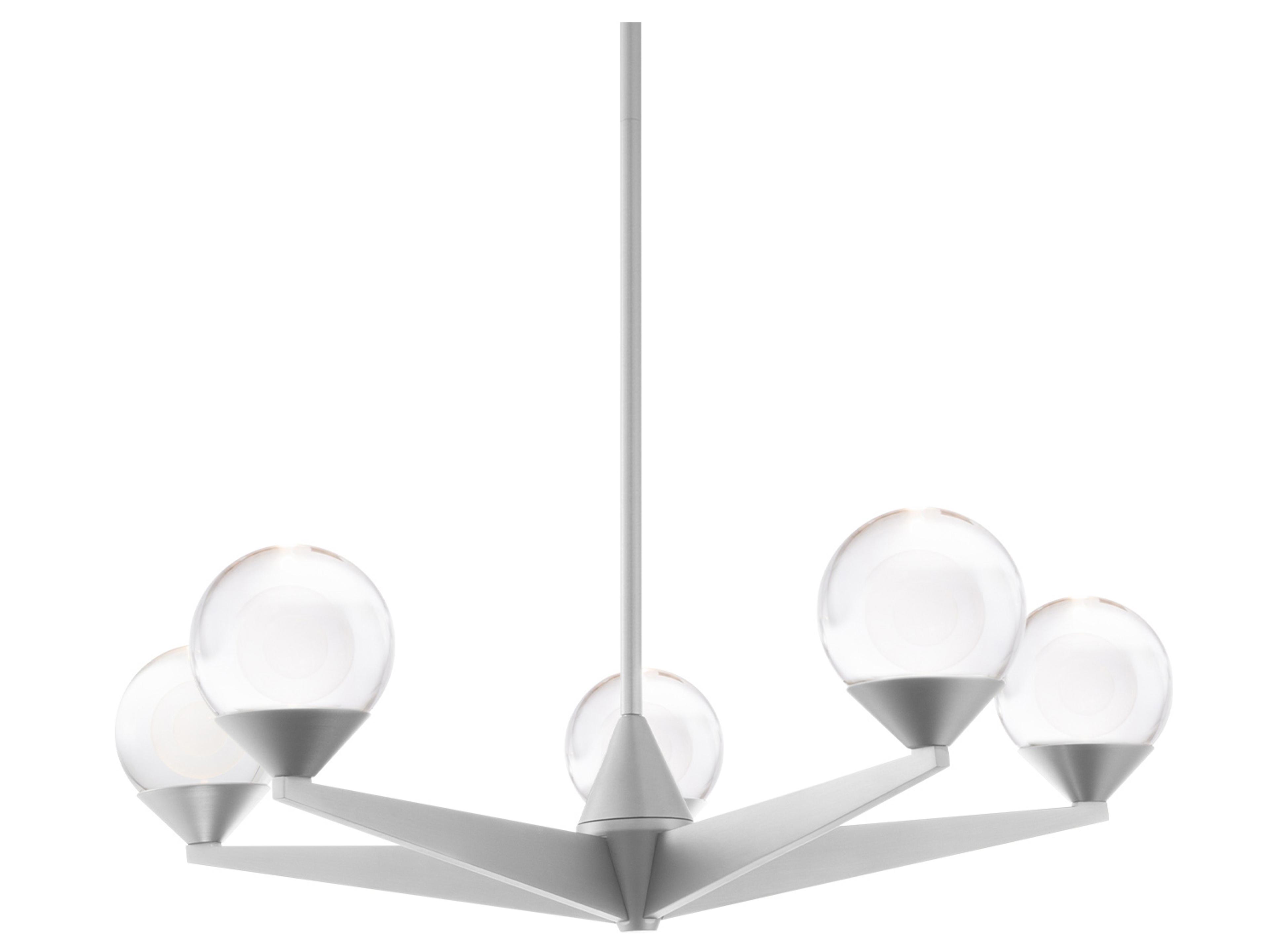 Double Bubble 5-Light Satin Nickel Glass LED Globe Chandelier