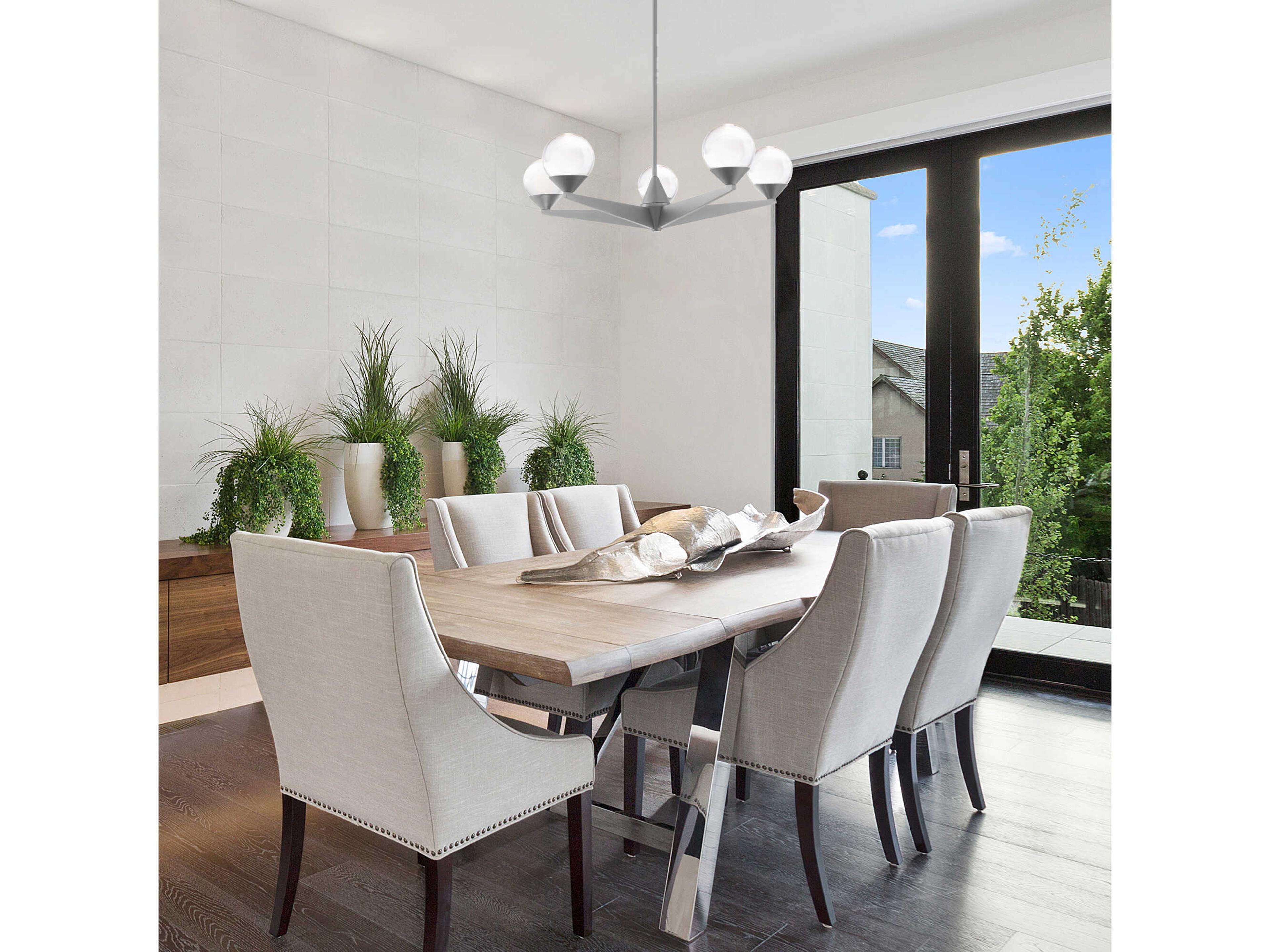 Modern Forms Double Bubble 5-Light Satin Nickel Glass LED Globe Chandelier