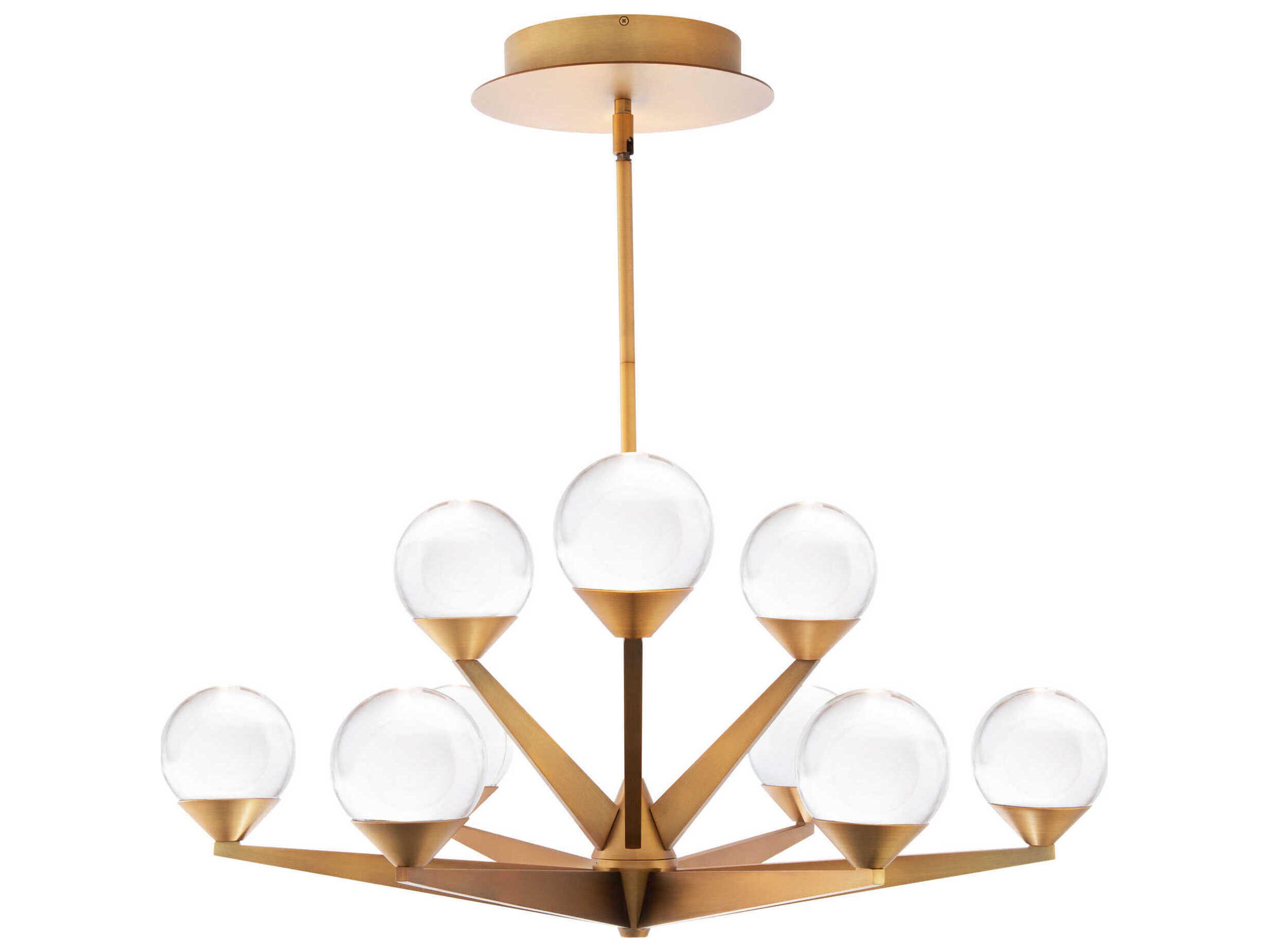 Modern Forms Double Bubble 9-Light Aged Brass Glass LED Globe Tiered Chandelier