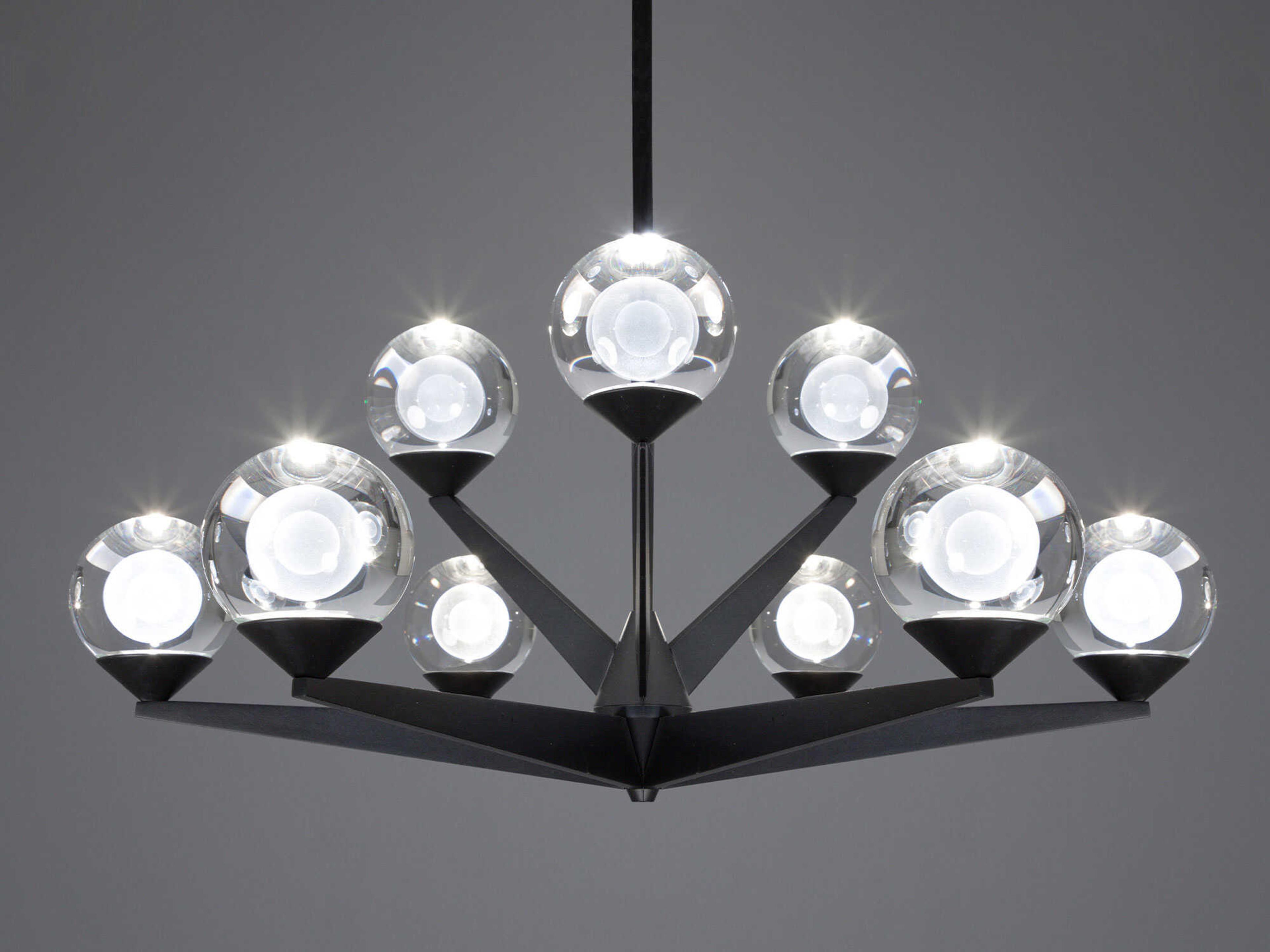 Modern Forms Double Bubble 9-Light Black Glass LED Globe Tiered Chandelier