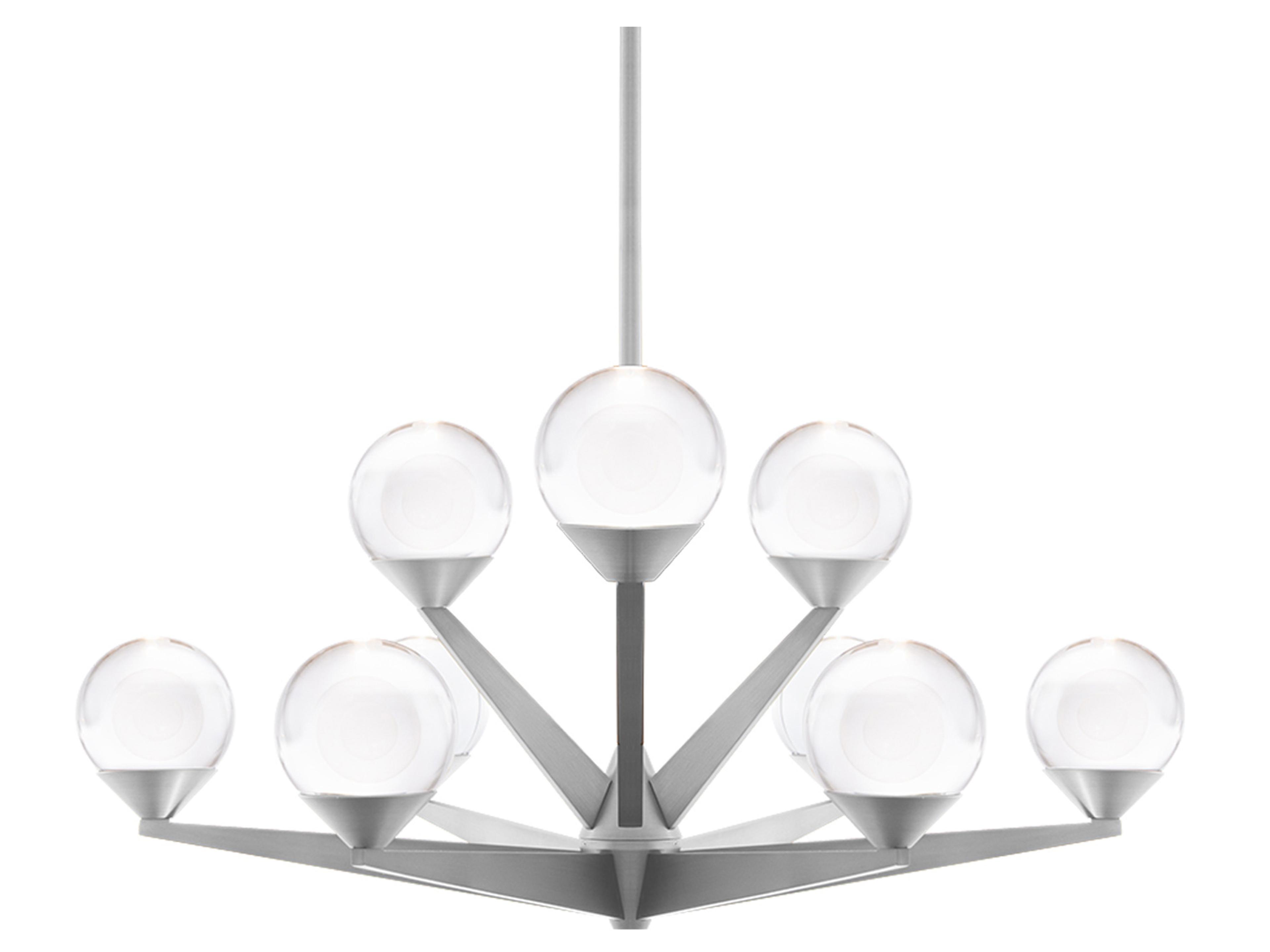 Double Bubble 9-Light Satin Nickel Glass LED Globe Tiered Chandelier