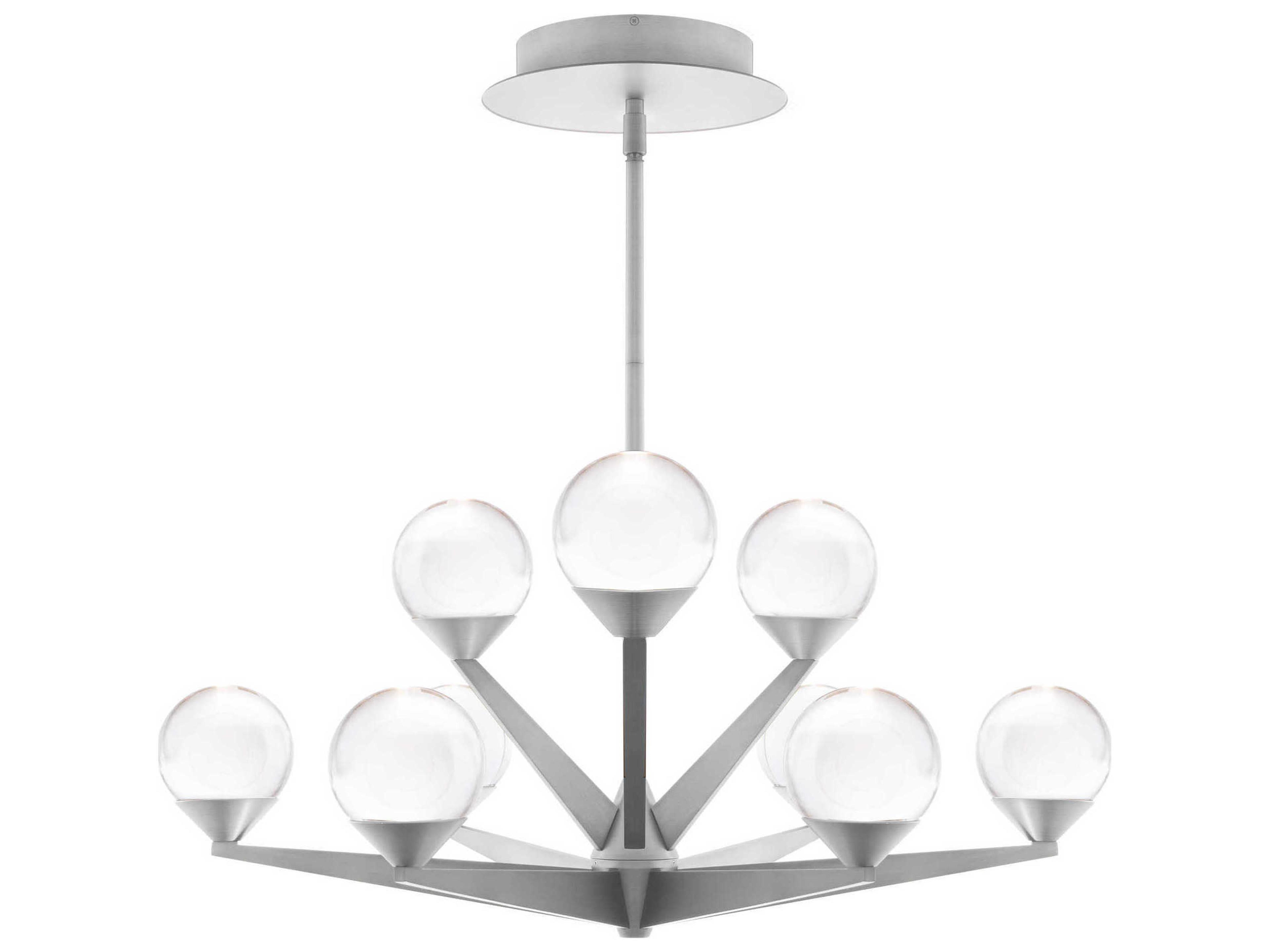 Modern Forms Double Bubble 9-Light Satin Nickel Glass LED Globe Tiered Chandelier
