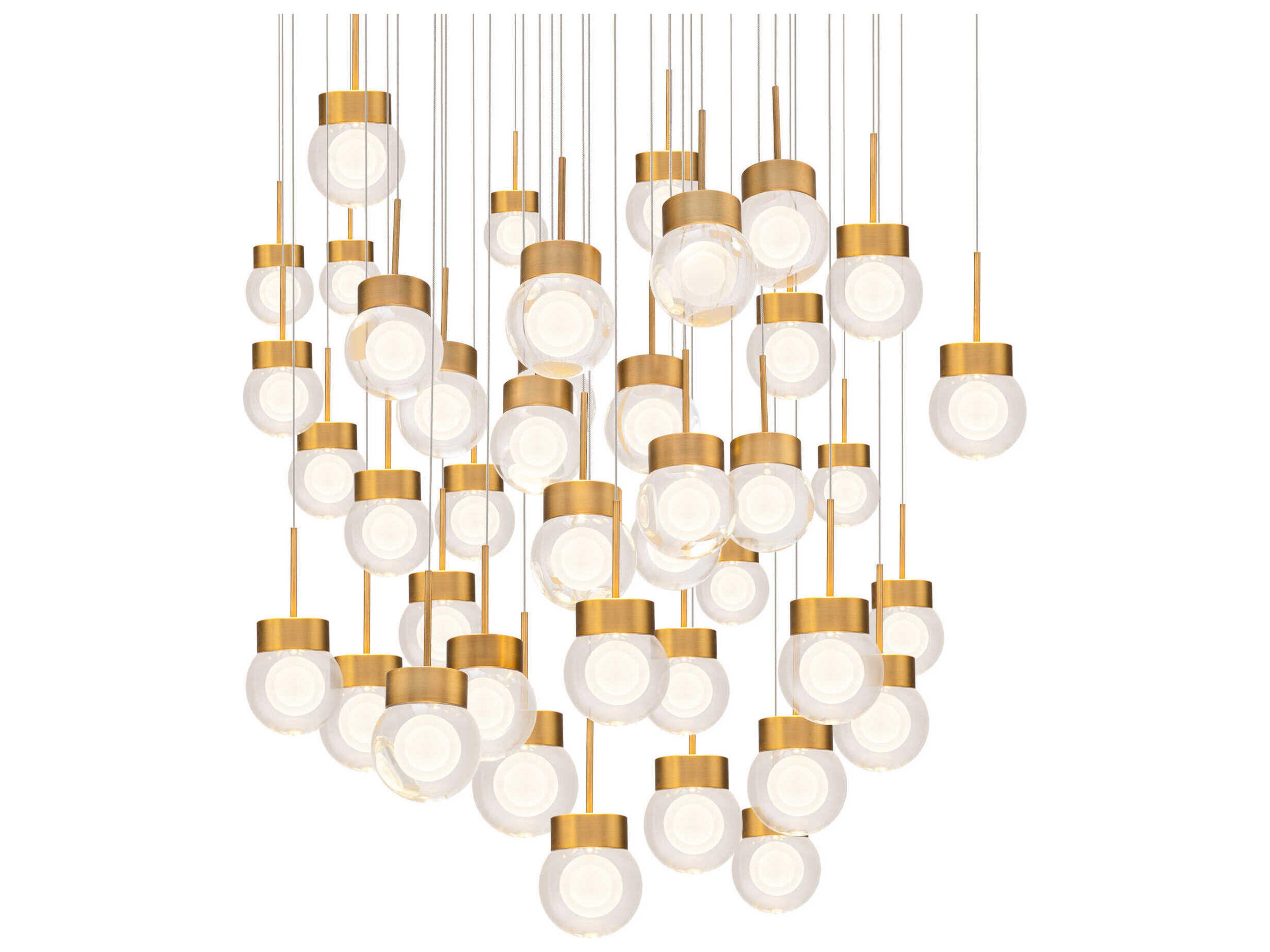 Double Bubble 41-Light Aged Brass Globe Pendant