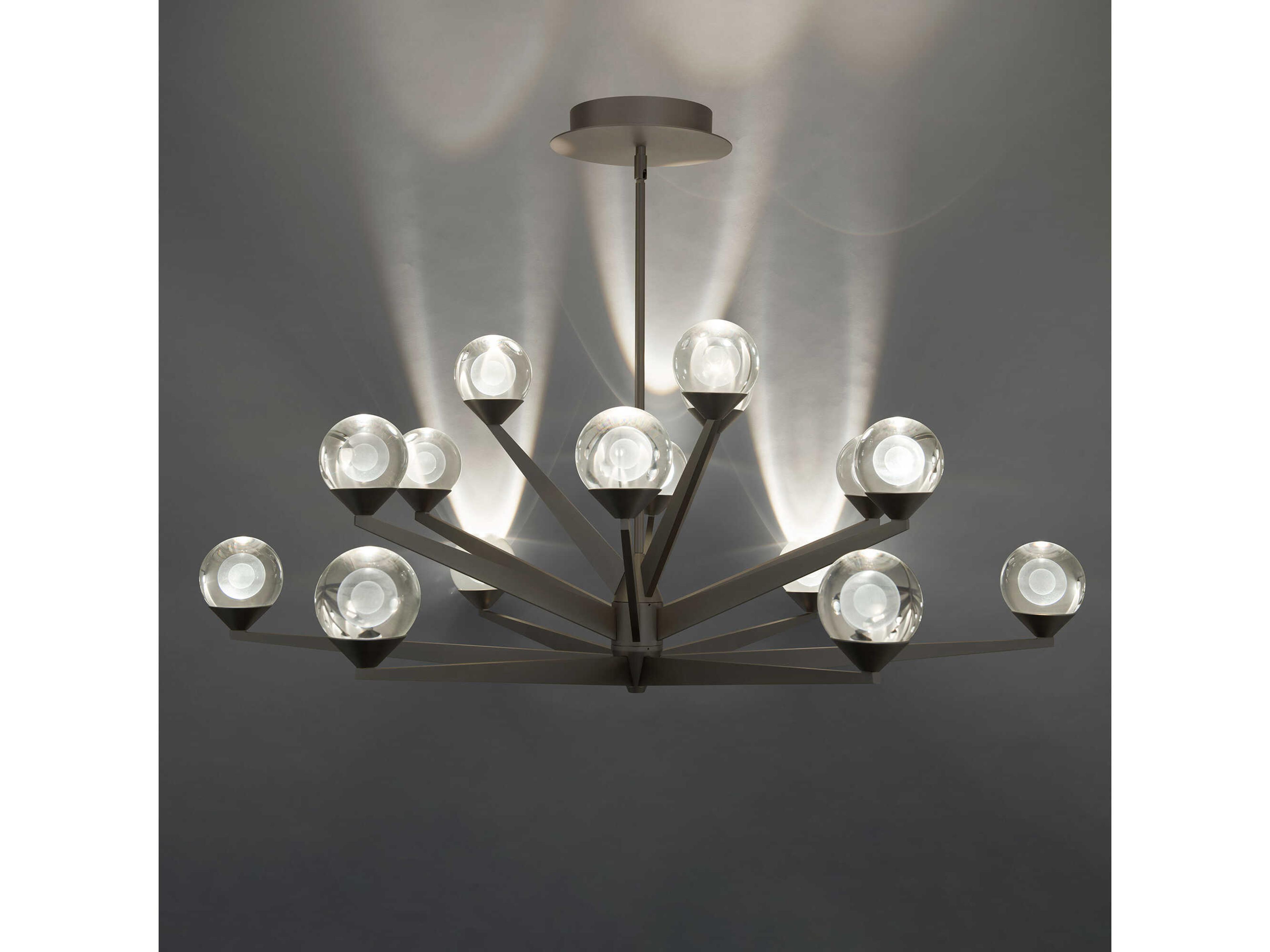 Modern Forms Double Bubble 15-Light Satin Nickel Glass LED Globe Tiered Chandelier