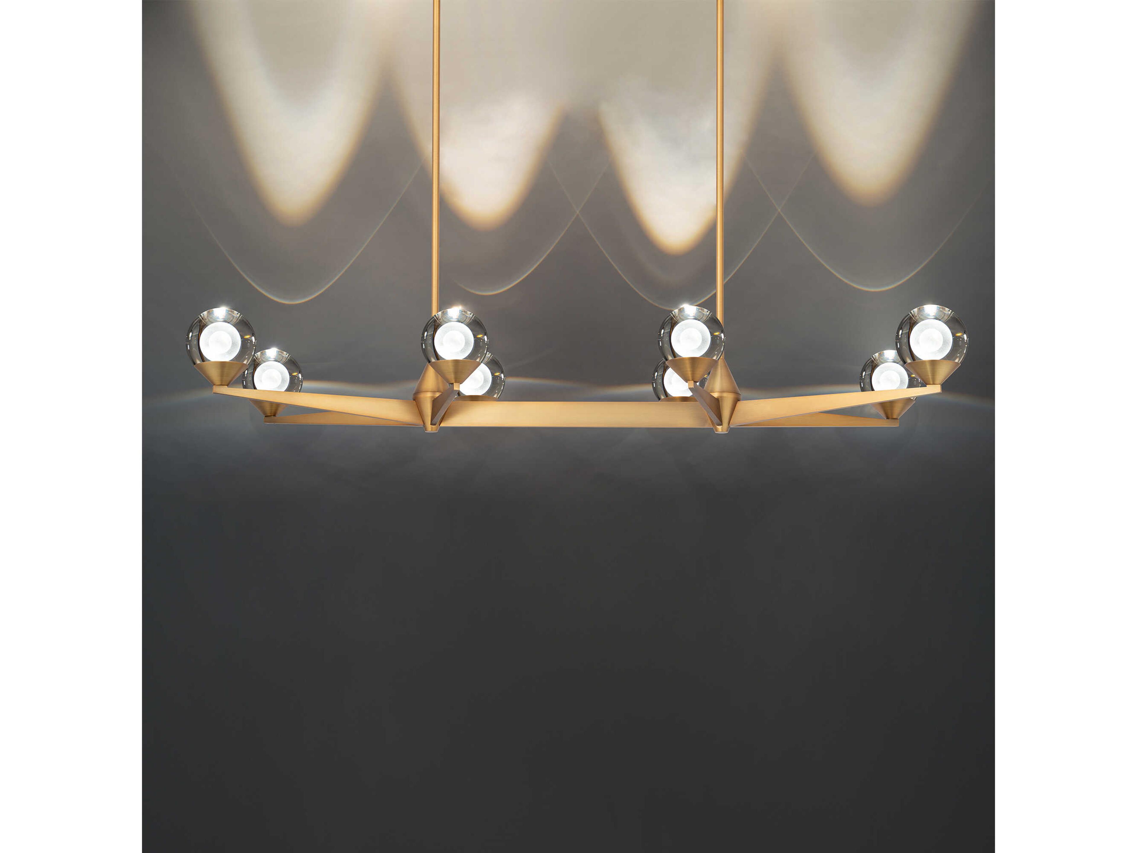 Modern Forms Double Bubble 8-Light Aged Brass Glass LED Globe Linear Island Pendant