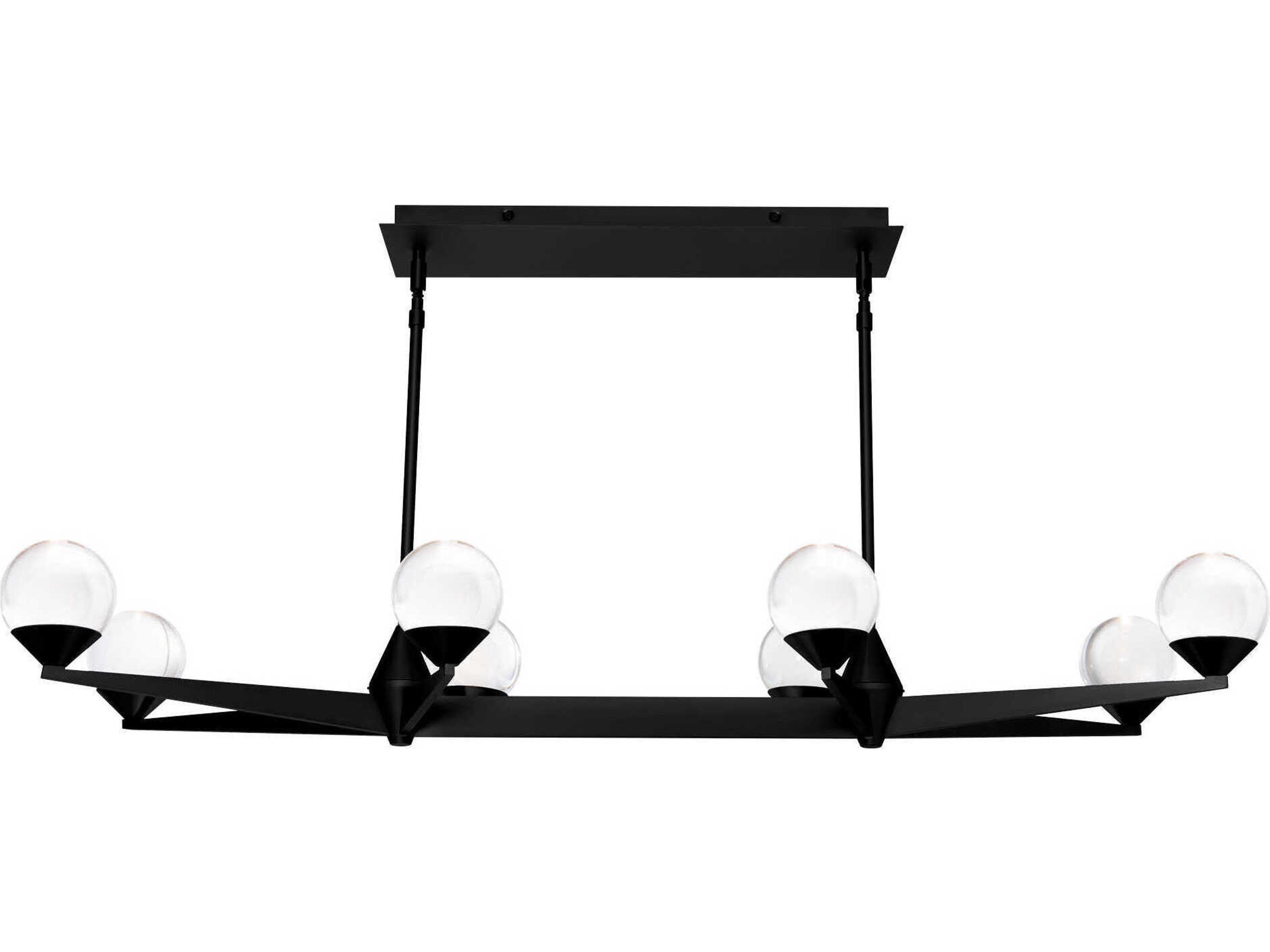 Double Bubble 8-Light Black Glass LED Globe Linear Island Pendant