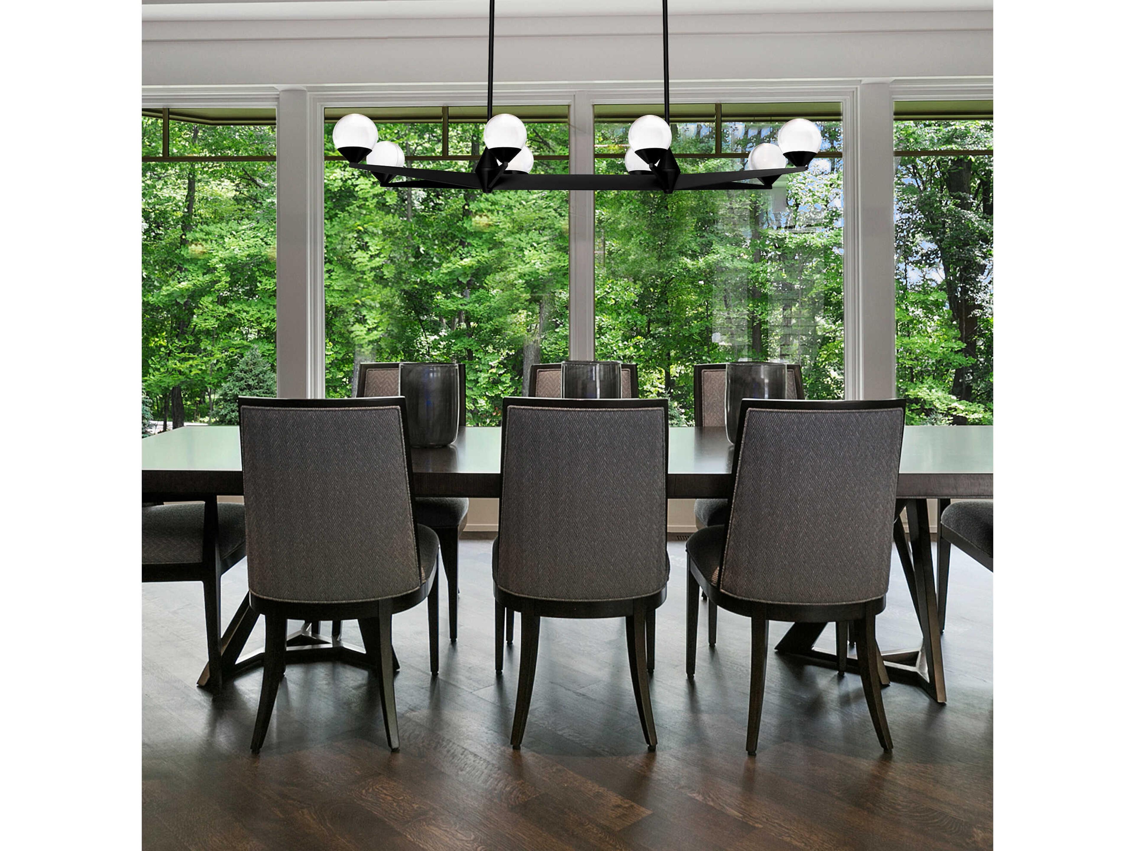 Modern Forms Double Bubble 8-Light Black Glass LED Globe Linear Island Pendant