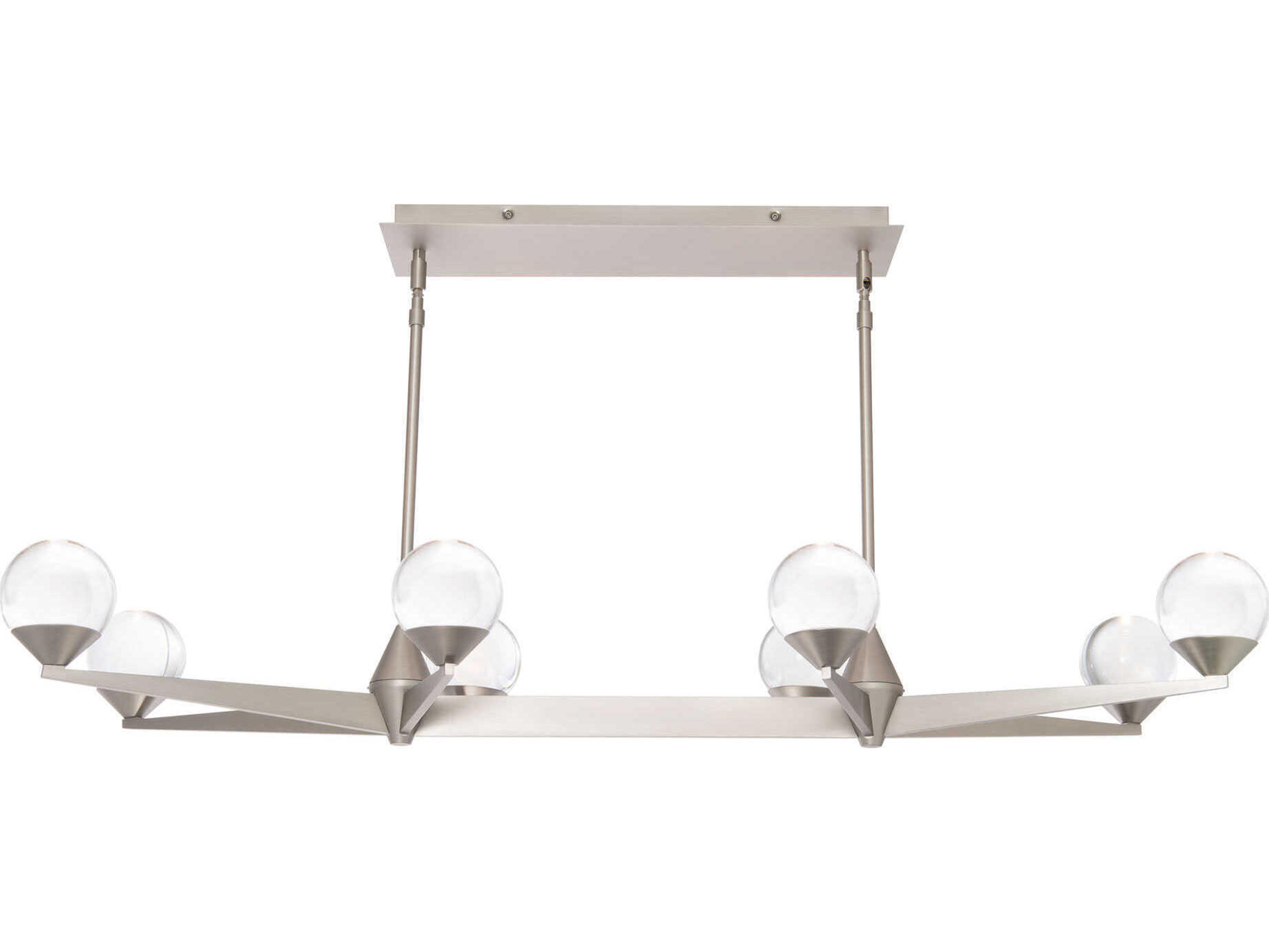 Double Bubble 8-Light Satin Nickel Glass LED Globe Linear Island Pendant