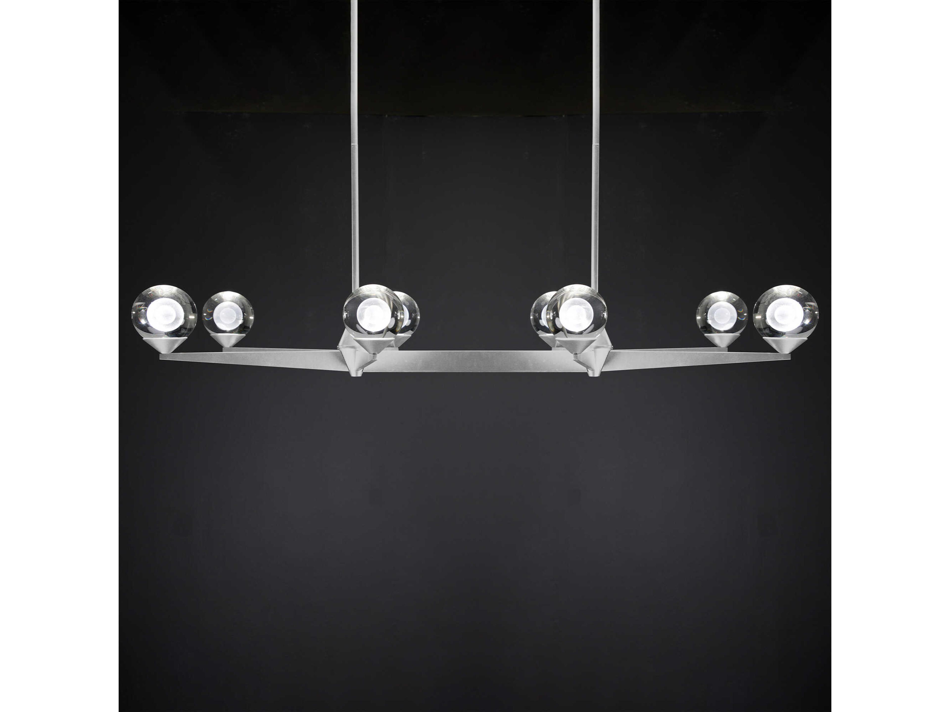 Modern Forms Double Bubble 8-Light Satin Nickel Glass LED Globe Linear Island Pendant