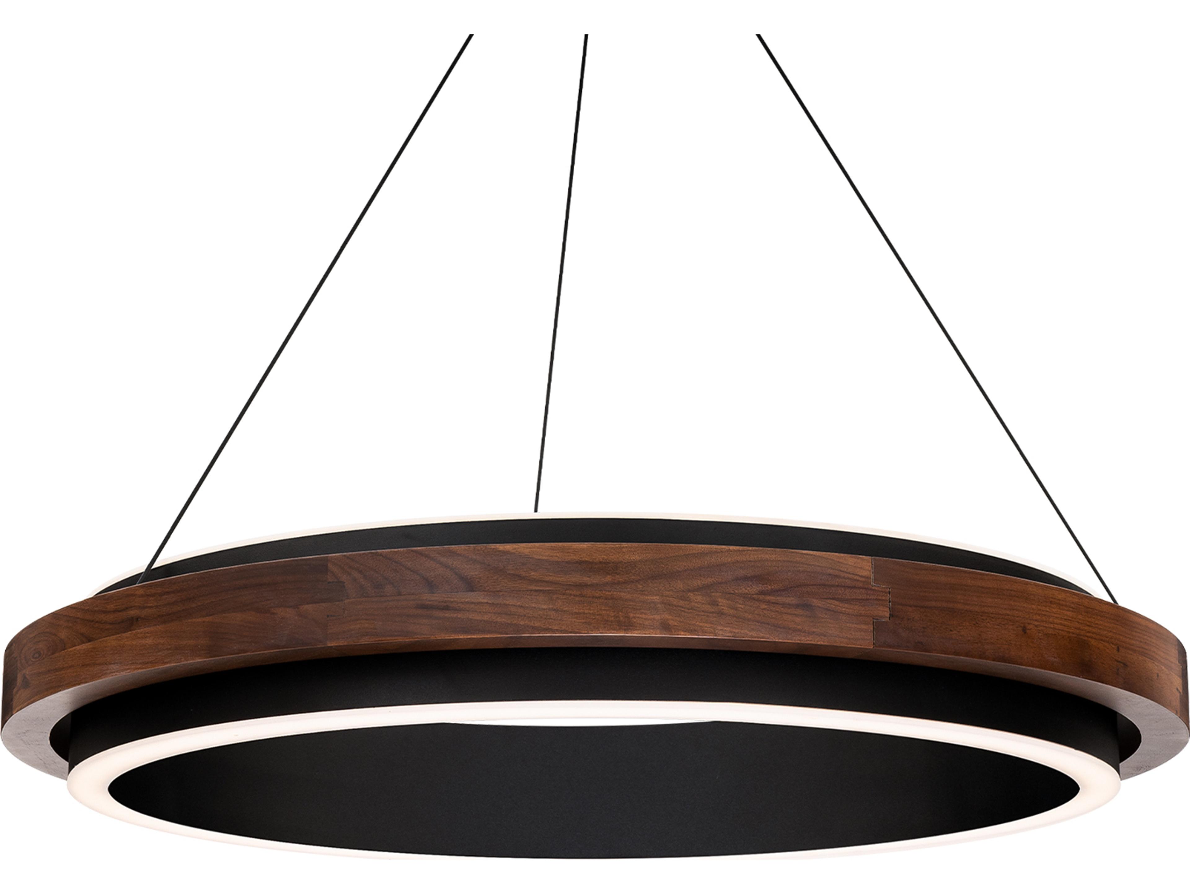Delaney 1-Light Black Dark Walnut Brown Round Pendant