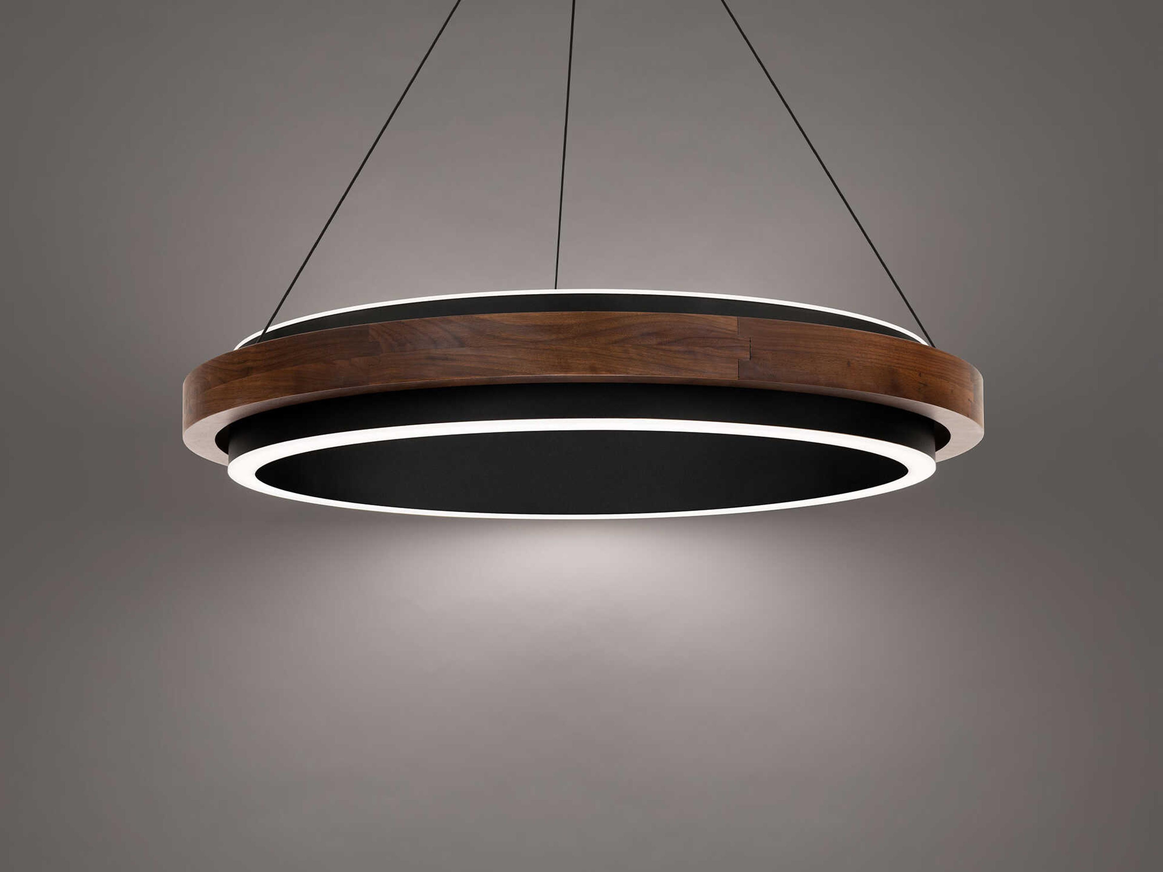 Modern Forms Delaney 1-Light Black Dark Walnut Brown Round Pendant