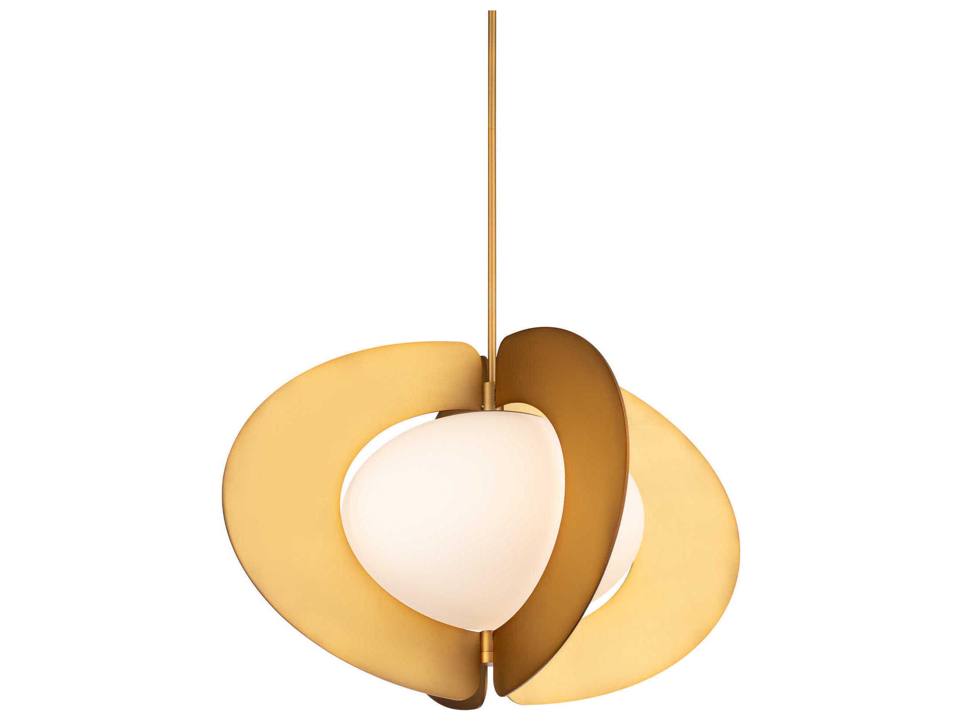 Modern Forms Echelon 1-Light Aged Brass Glass LED Geometric Pendant