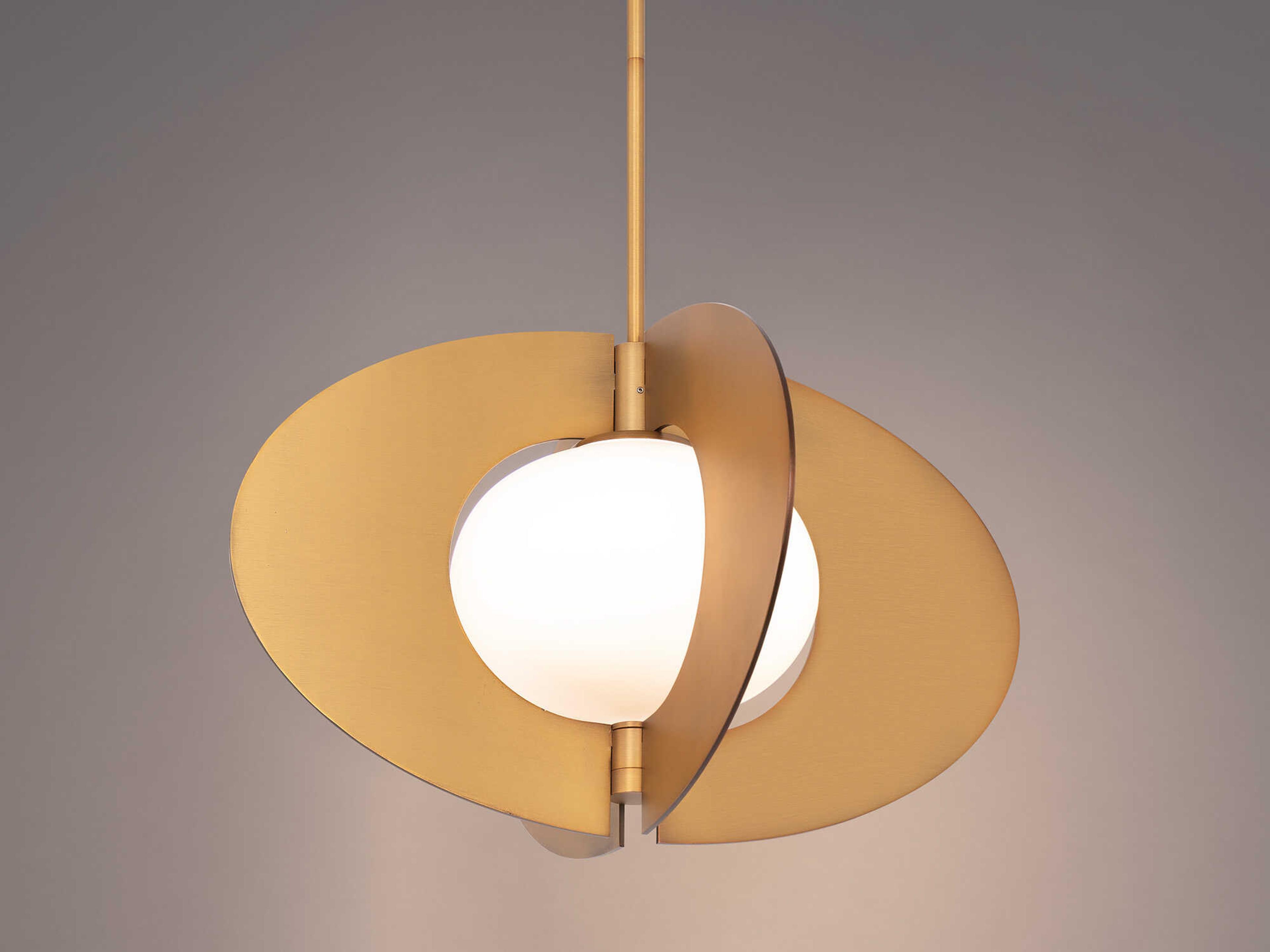 Modern Forms Echelon 1-Light Aged Brass Glass LED Geometric Pendant