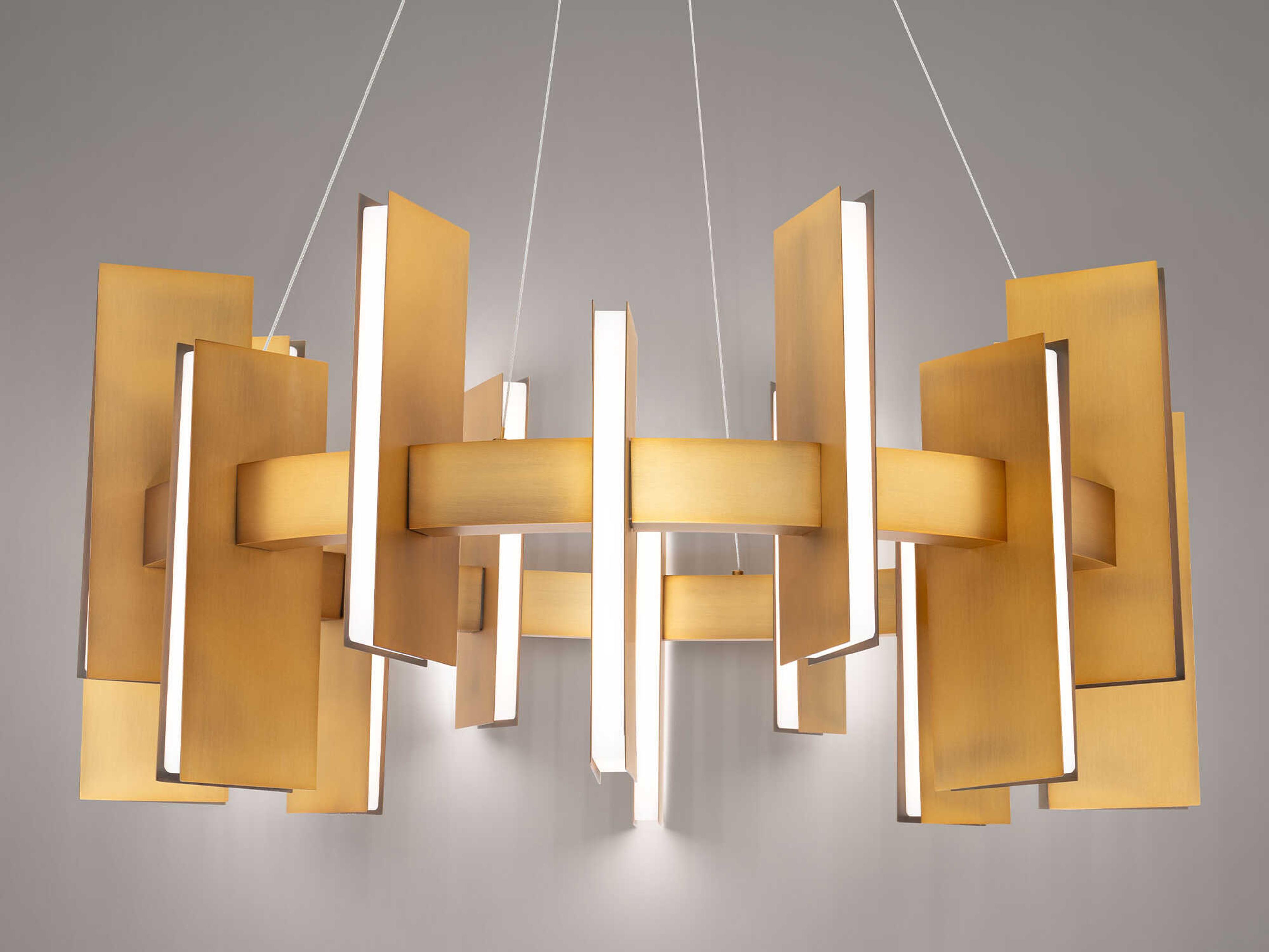 Modern Forms Ronan 1-Light Aged Brass Geometric Round Pendant