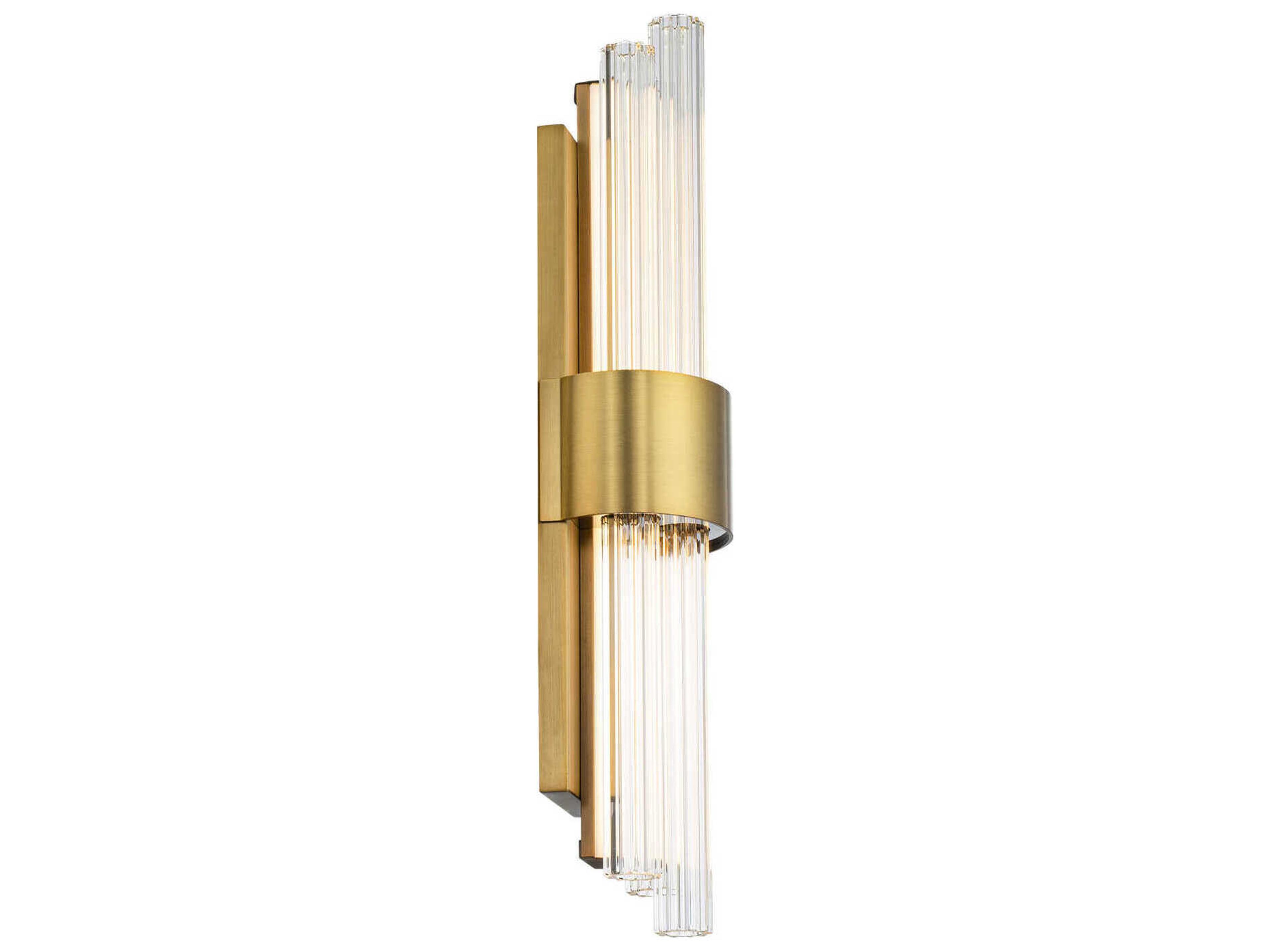 Luzerne LED Wall Sconce Fluted Glass Aged Brass