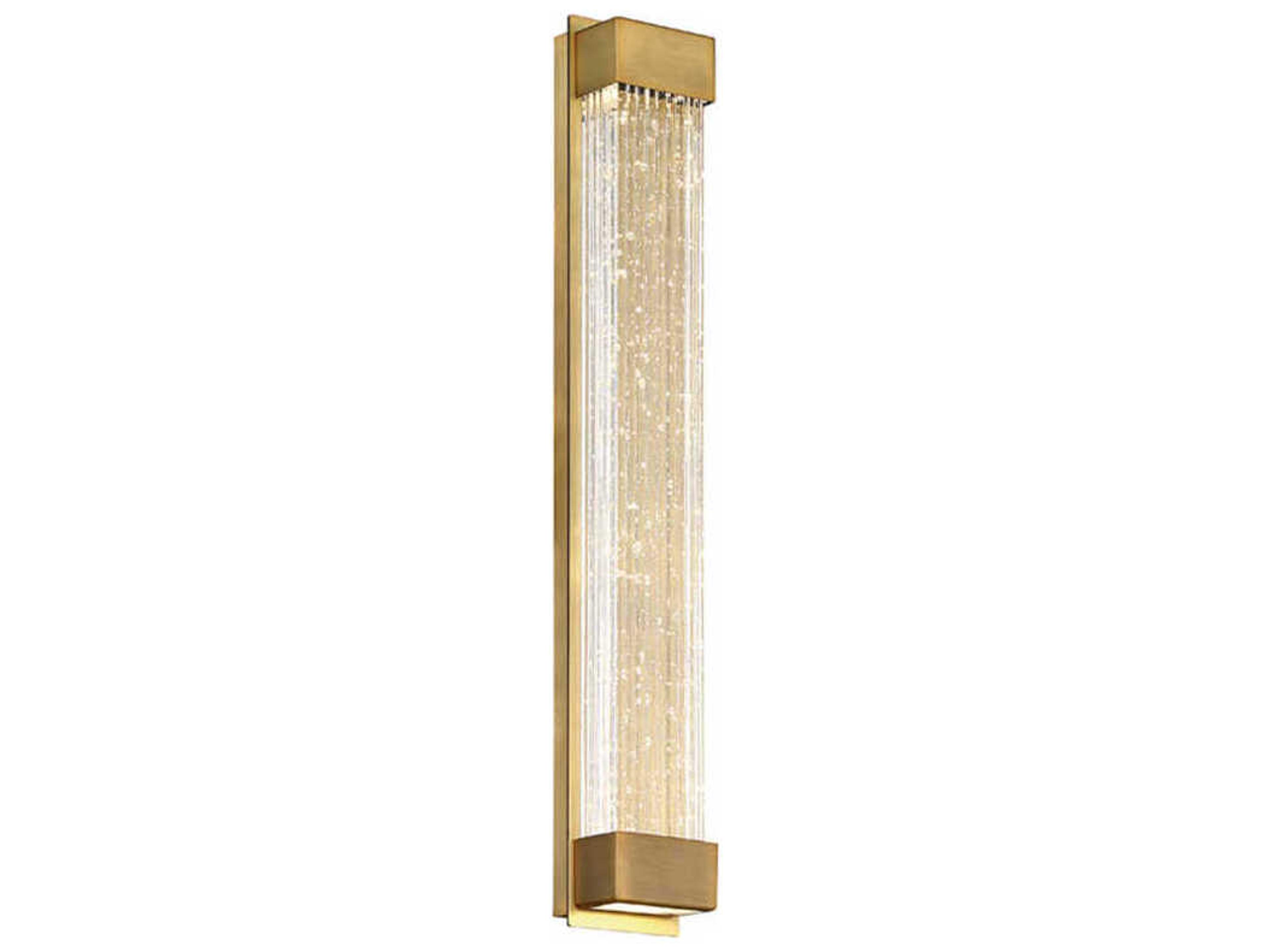 Tower LED Wall Sconce in Aged Brass with Crystal