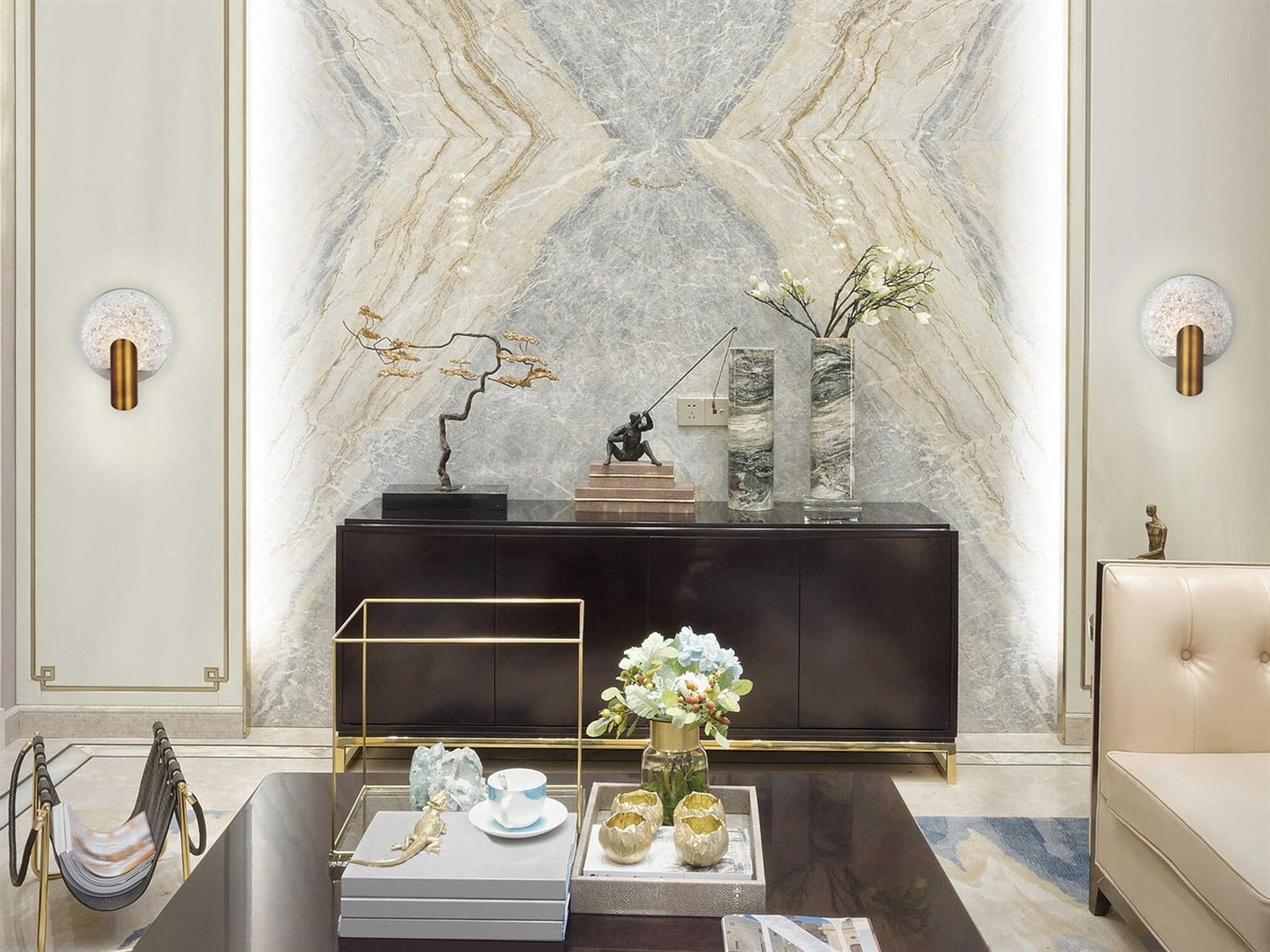 Modern Forms Oracle 1-Light Aged Brass Crystal LED Wall Sconce