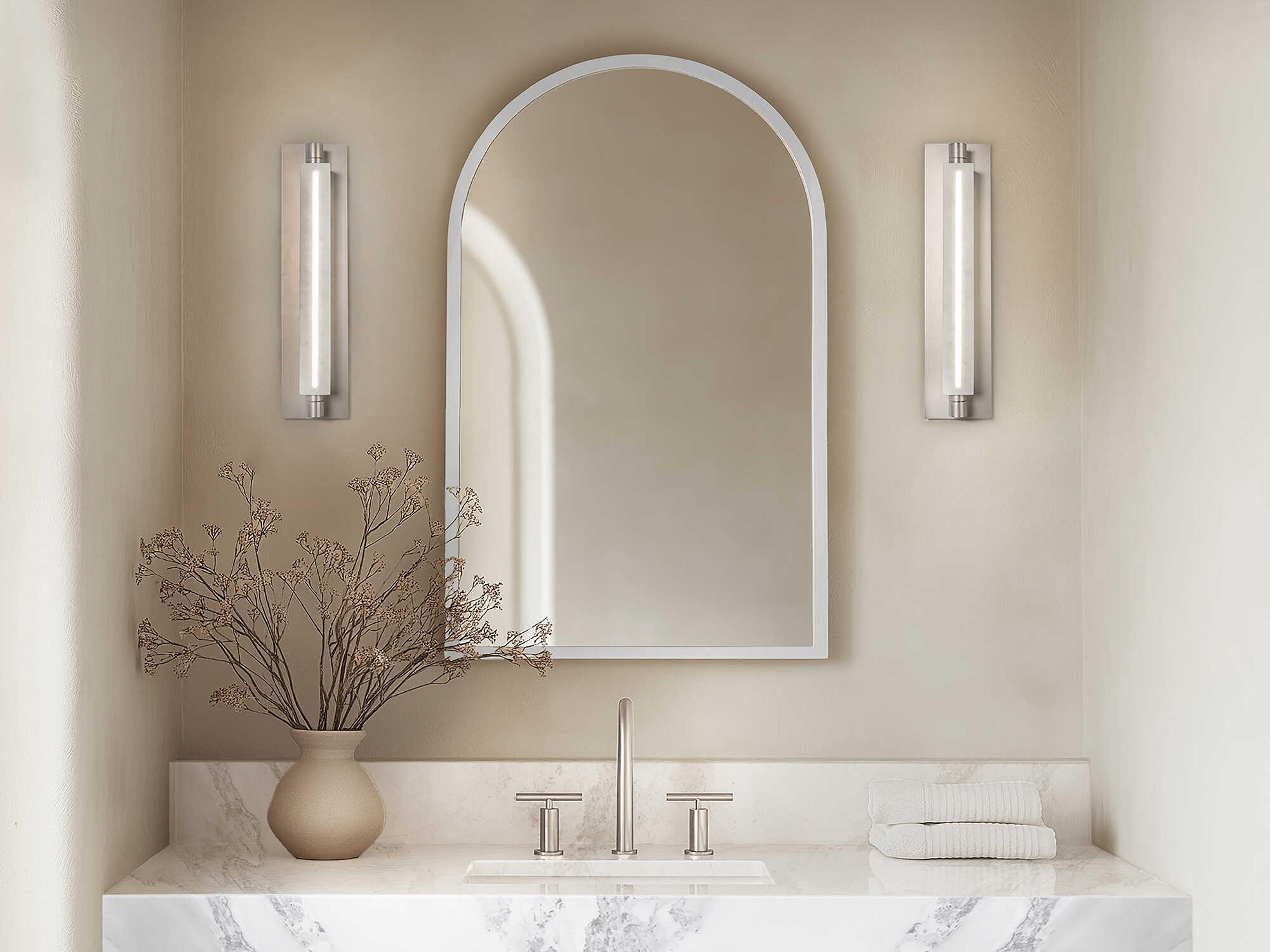 Modern Forms Stanchion 1-Light White Marble Brushed Nickel Wall Sconce