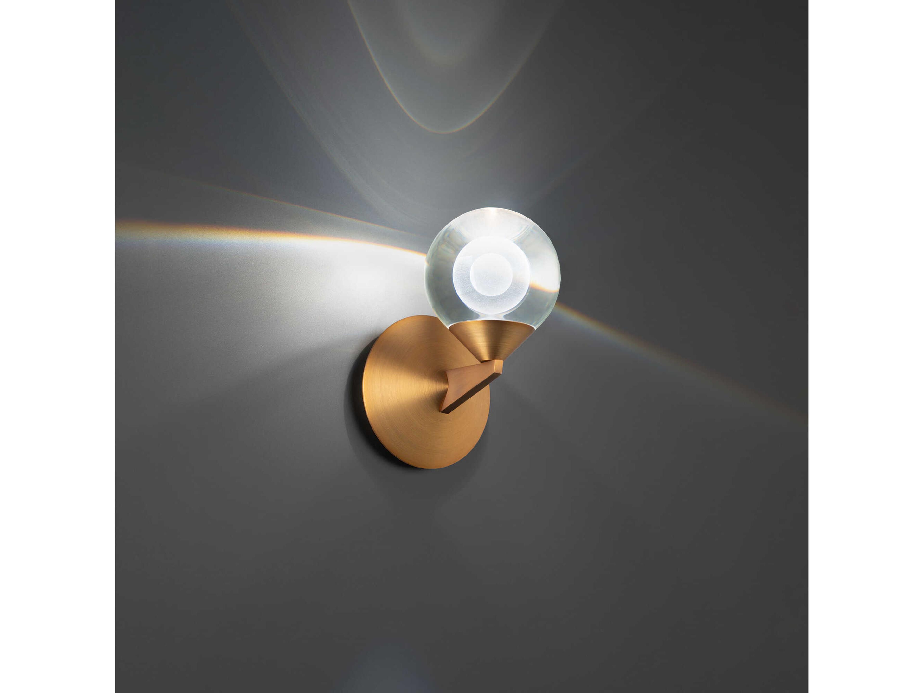 Modern Forms Double Bubble 1-Light Aged Brass Crystal LED Wall Sconce