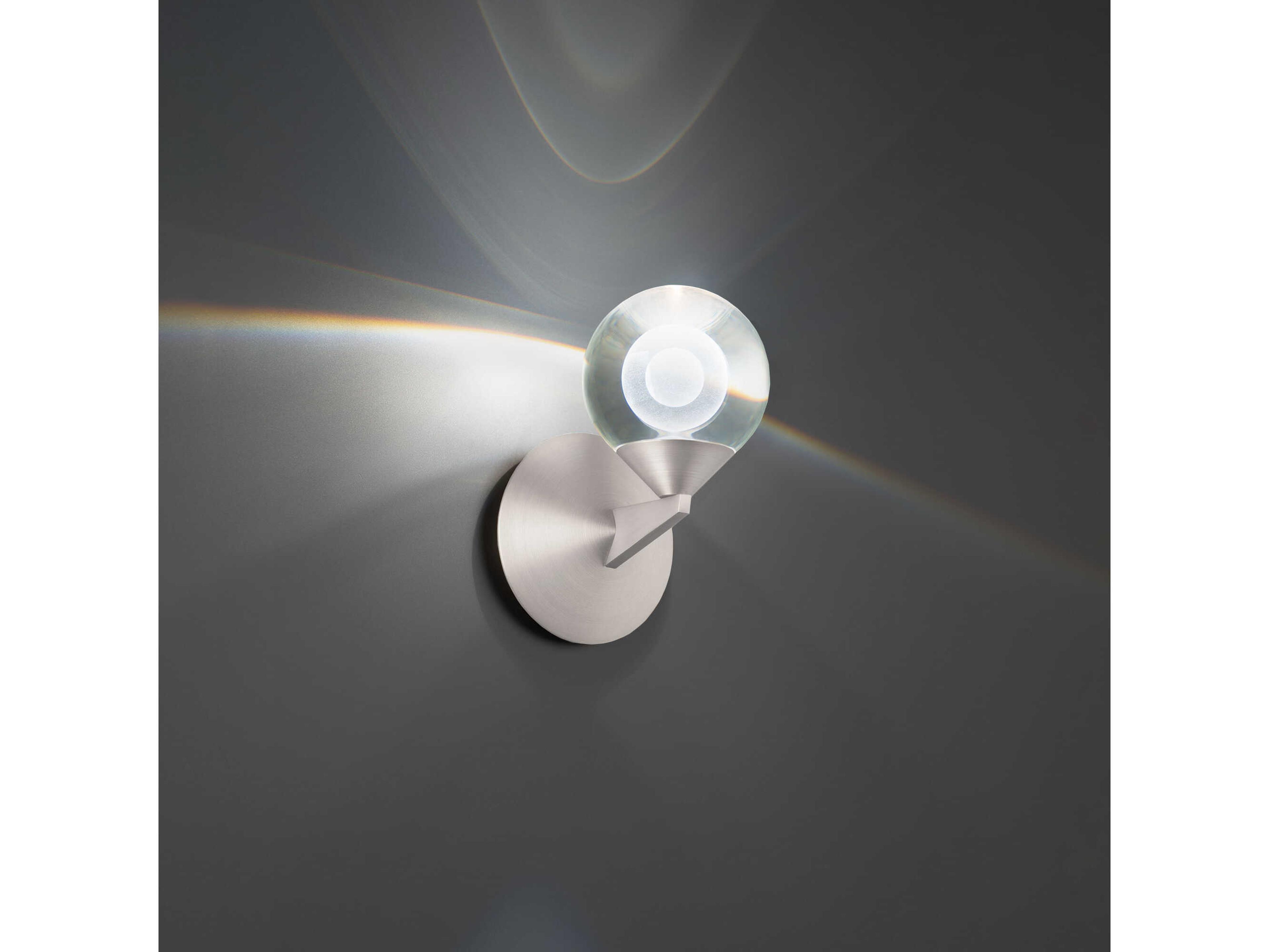Modern Forms Double Bubble 1-Light Satin Nickel Crystal LED Wall Sconce