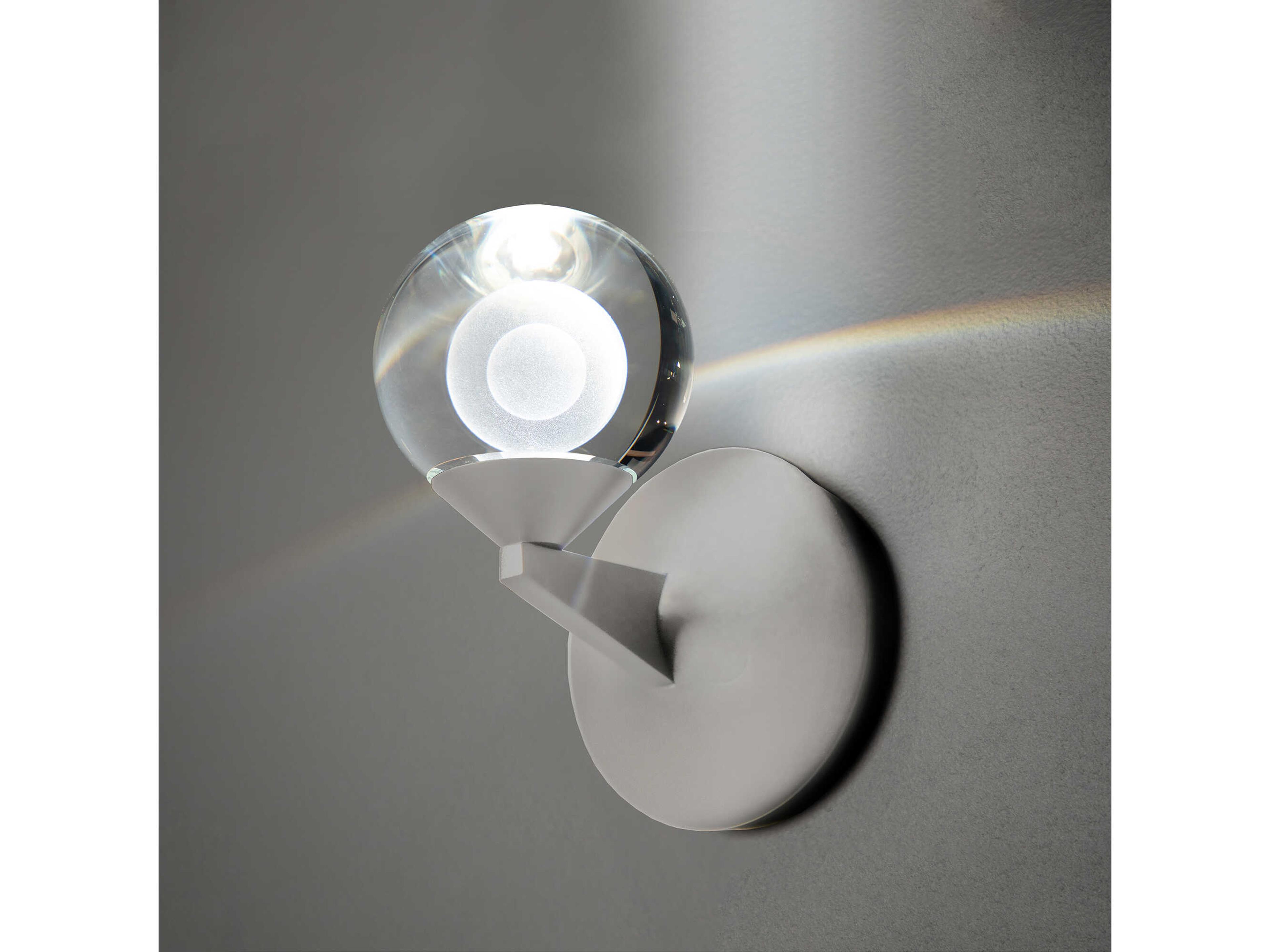 Modern Forms Double Bubble 1-Light Satin Nickel Crystal LED Wall Sconce