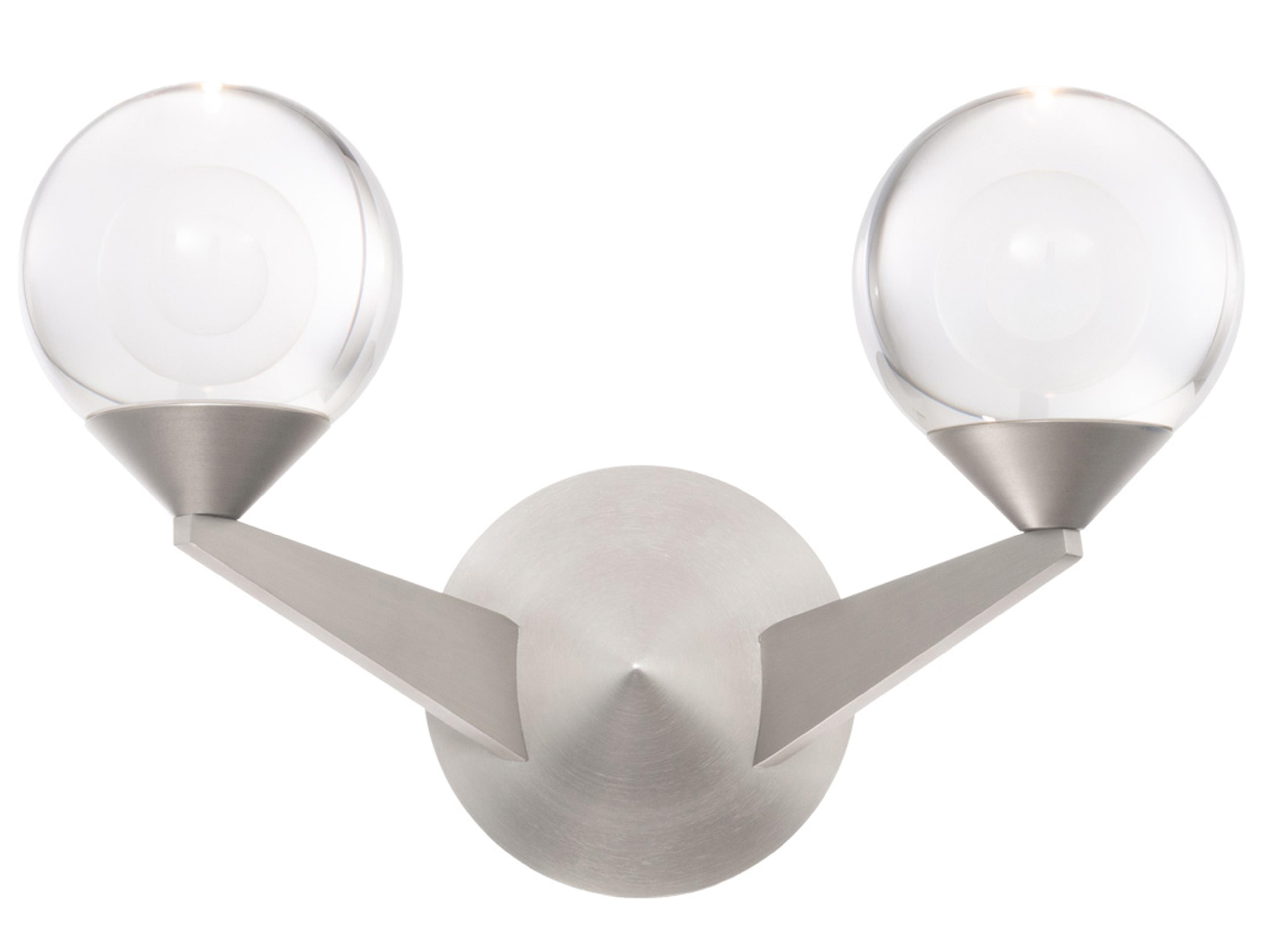 Double Bubble 2-Light Satin Nickel Crystal LED Wall Sconce