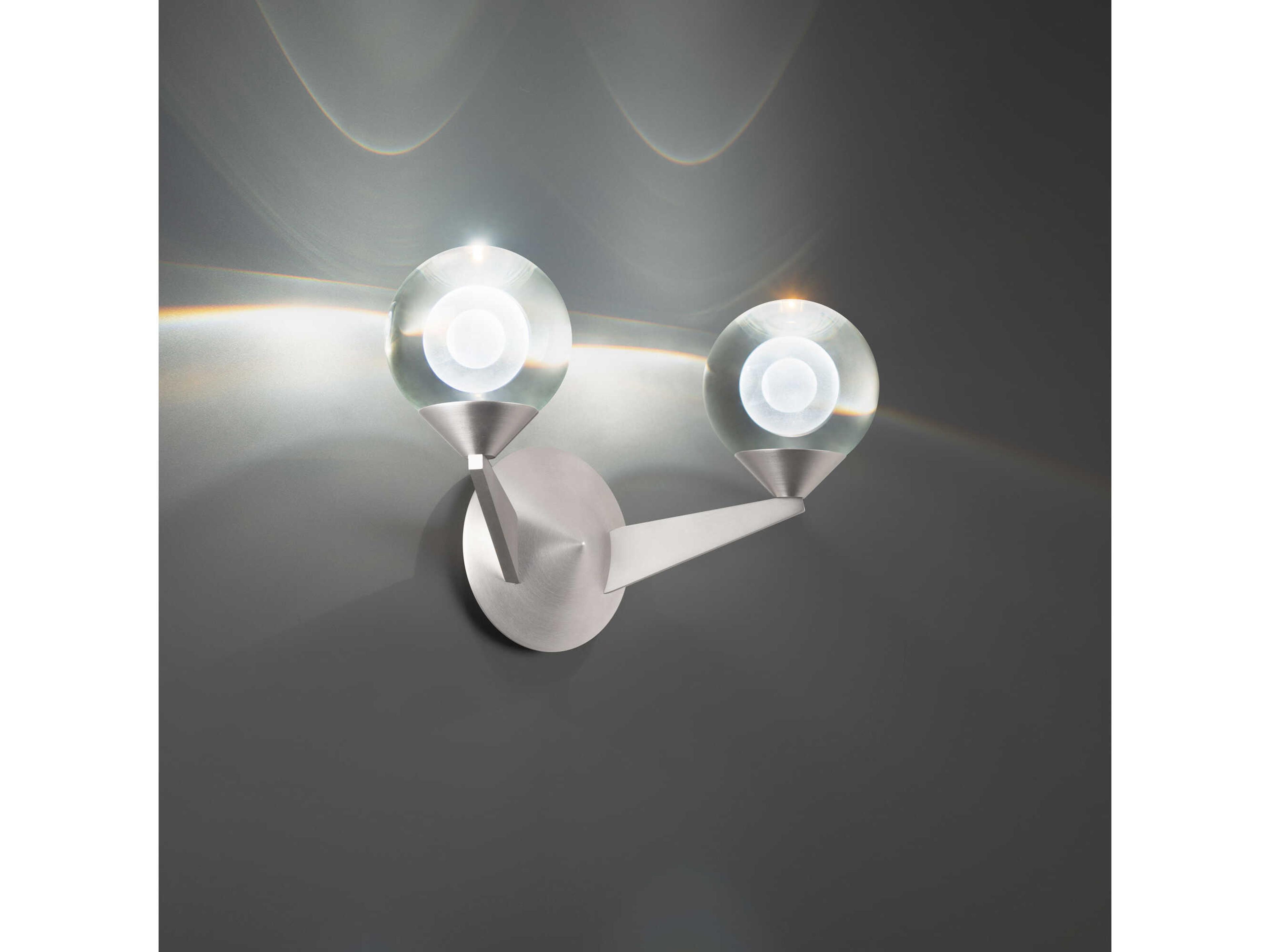 Modern Forms Double Bubble 2-Light Satin Nickel Crystal LED Wall Sconce
