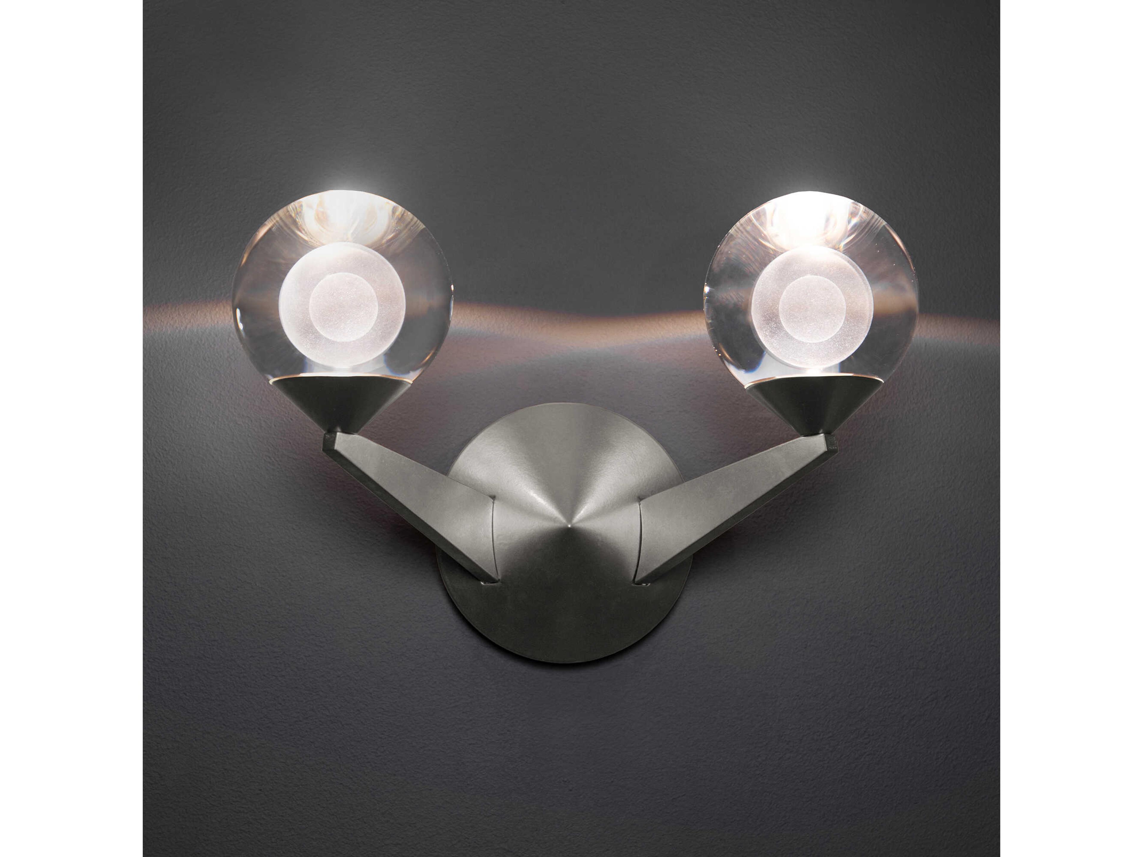 Modern Forms Double Bubble 2-Light Satin Nickel Crystal LED Wall Sconce