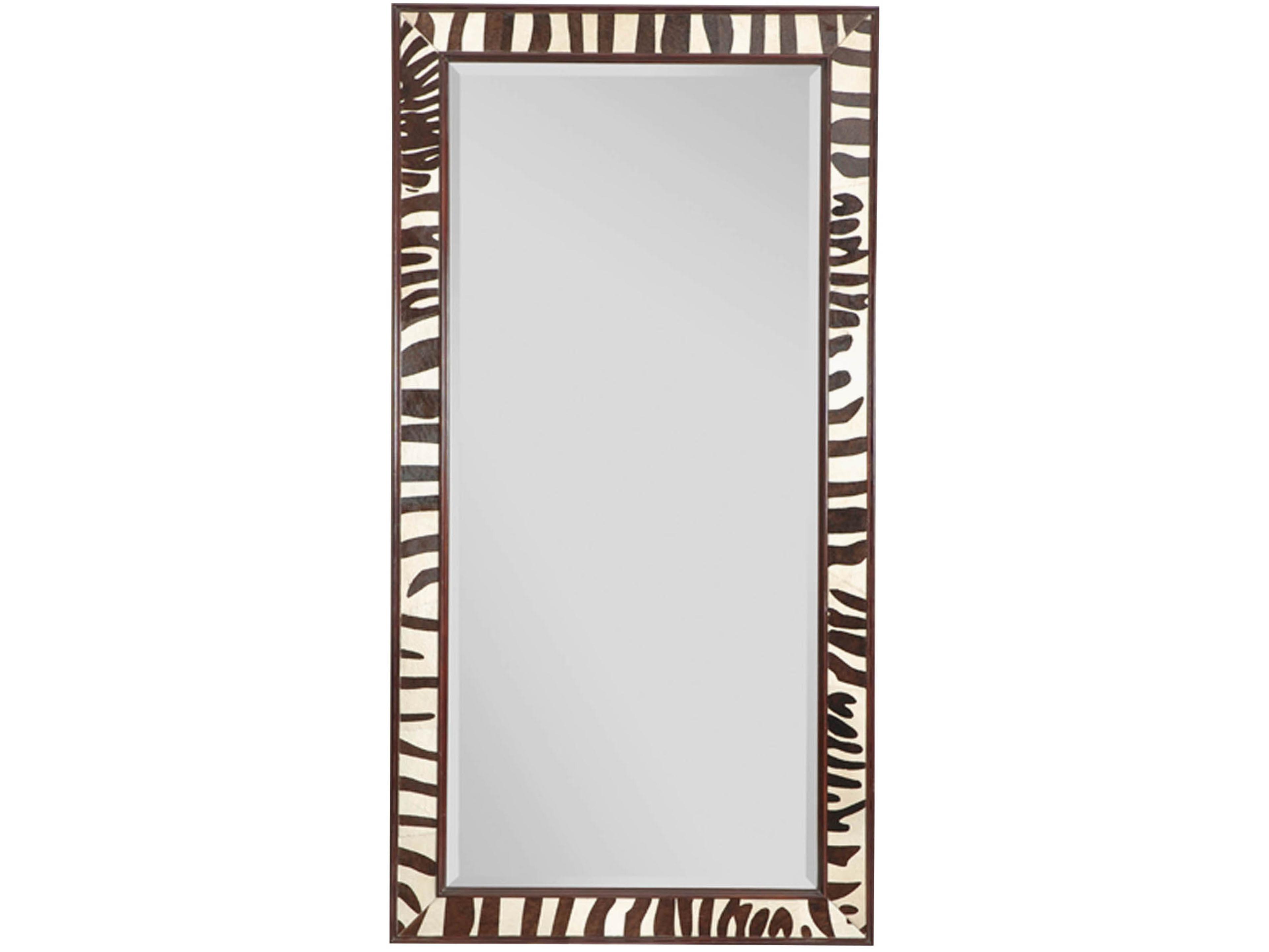 Ebony with Faux Zebra Hair on Hide Safari Rectangular Floor Mirror