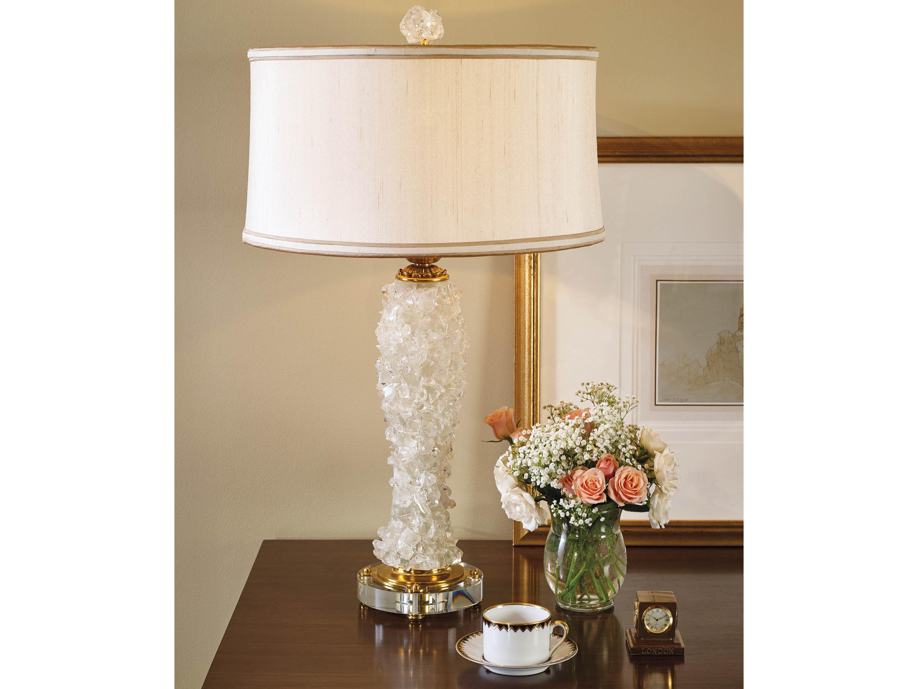 Maitland Smith Rock Crystal Inlaid Brass Buffet Lamp