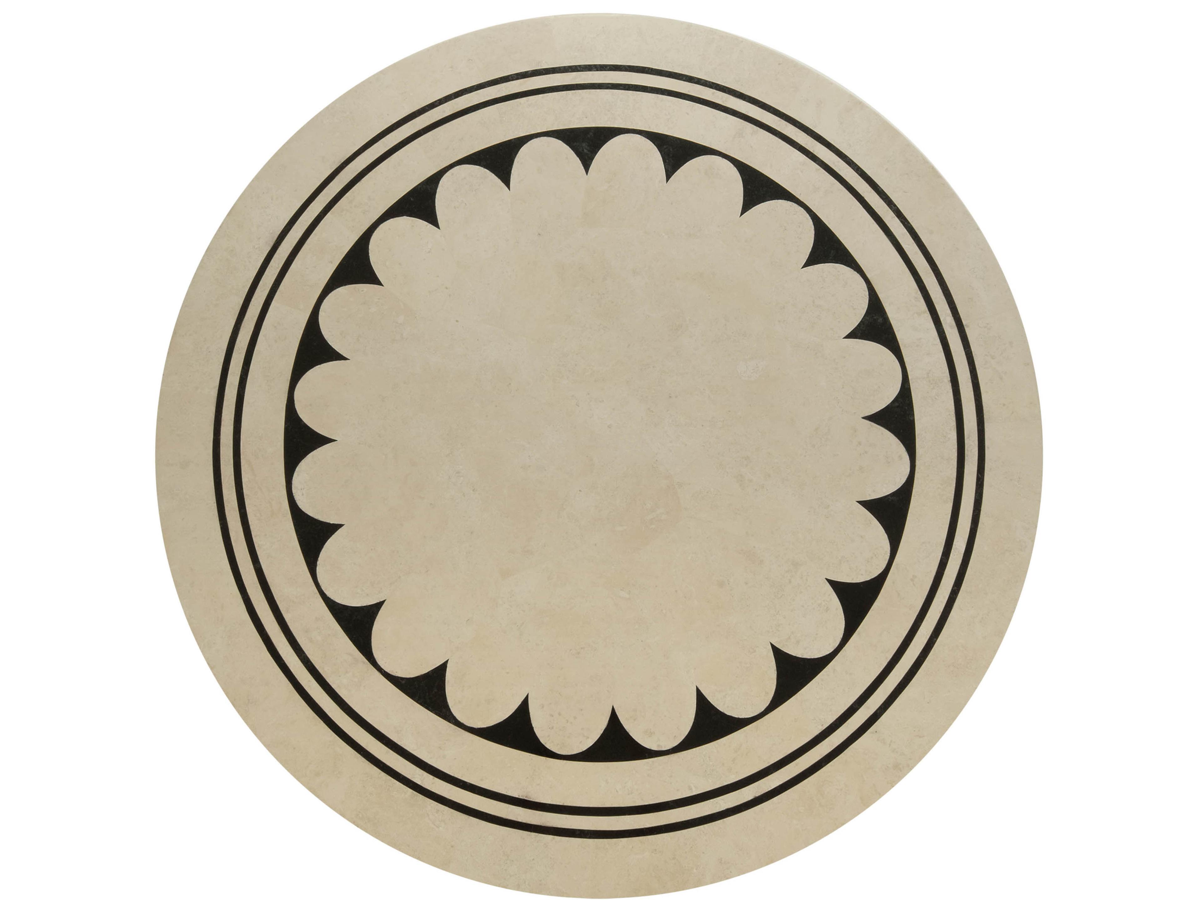 Maitland Smith Stoneham Round Honed White Agate And Black Waxstone Center Table