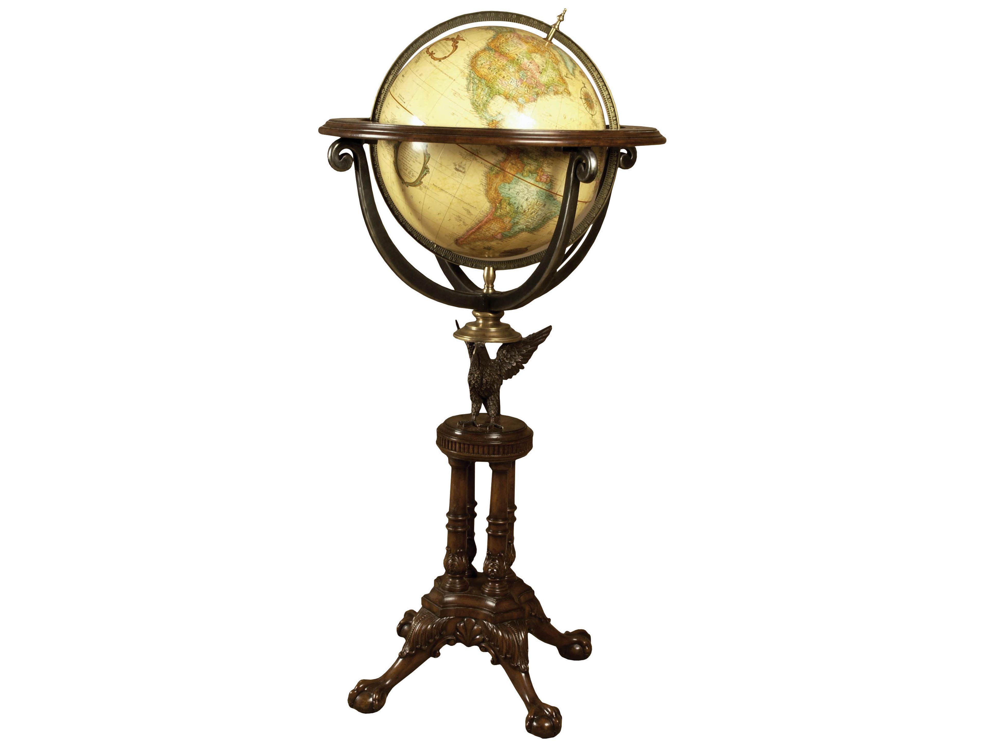 Maitland Smith Aged Regency / Pewter / Brass Eagle World Globe