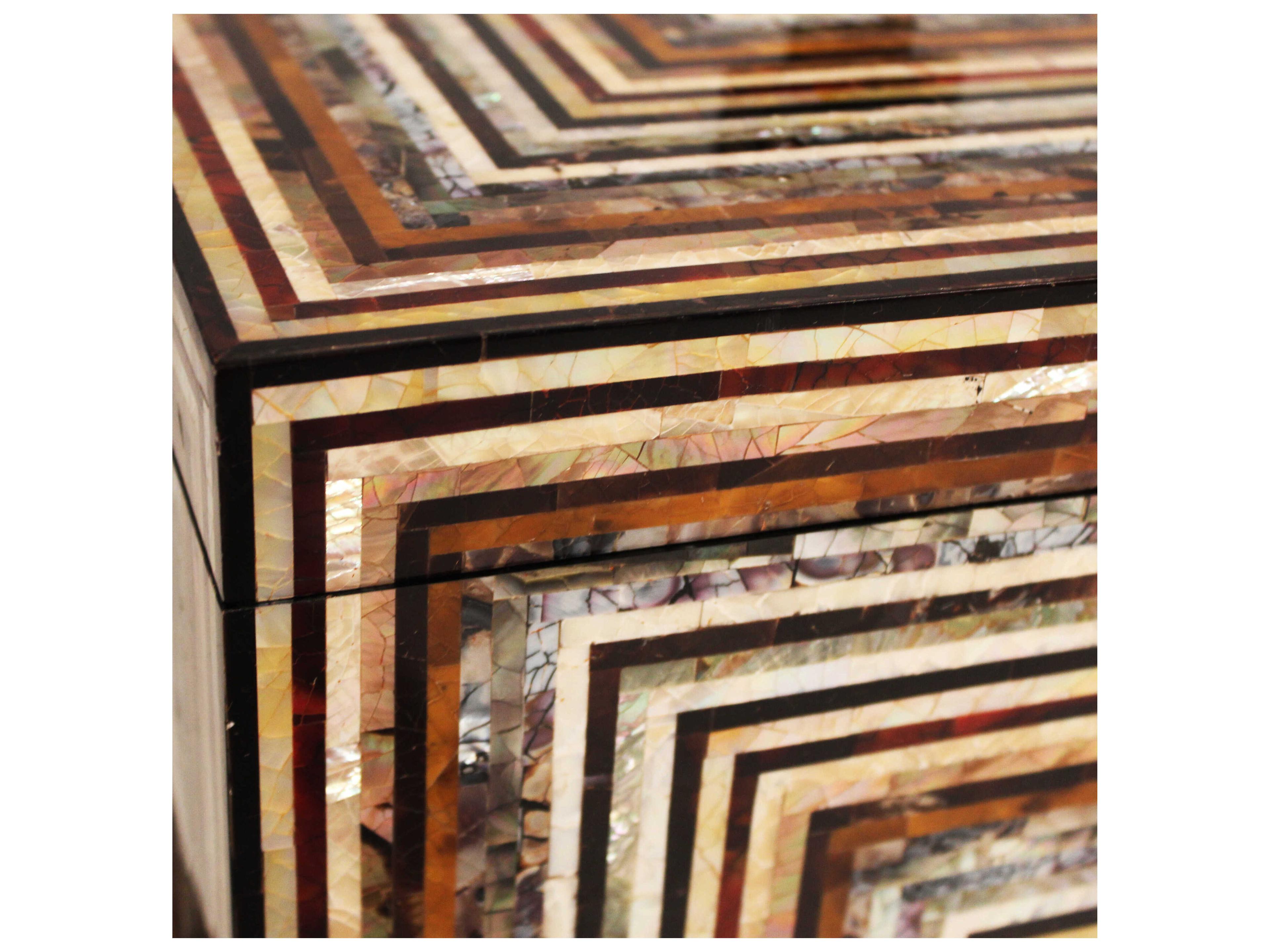 Maitland Smith Multi Colored / Antique Brass Pinstripe Box