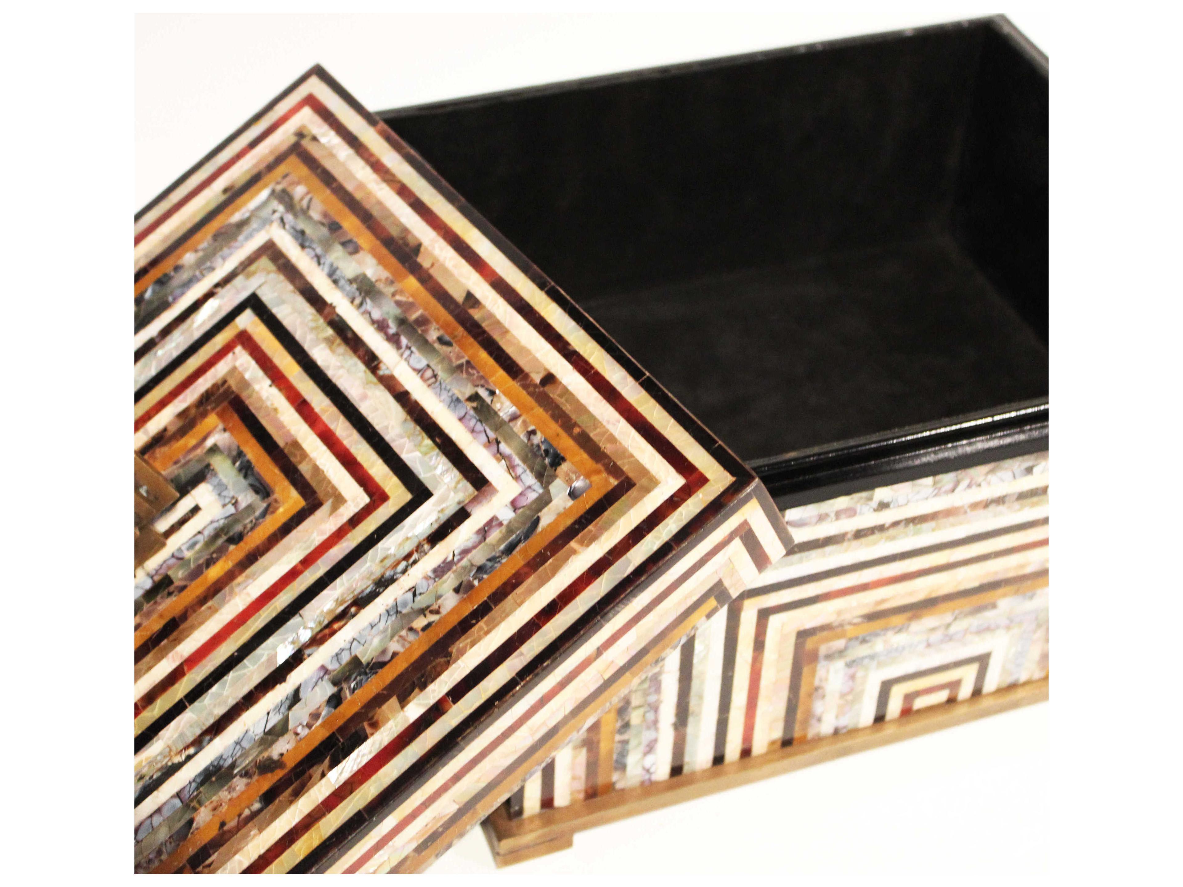 Maitland Smith Multi Colored / Antique Brass Pinstripe Box