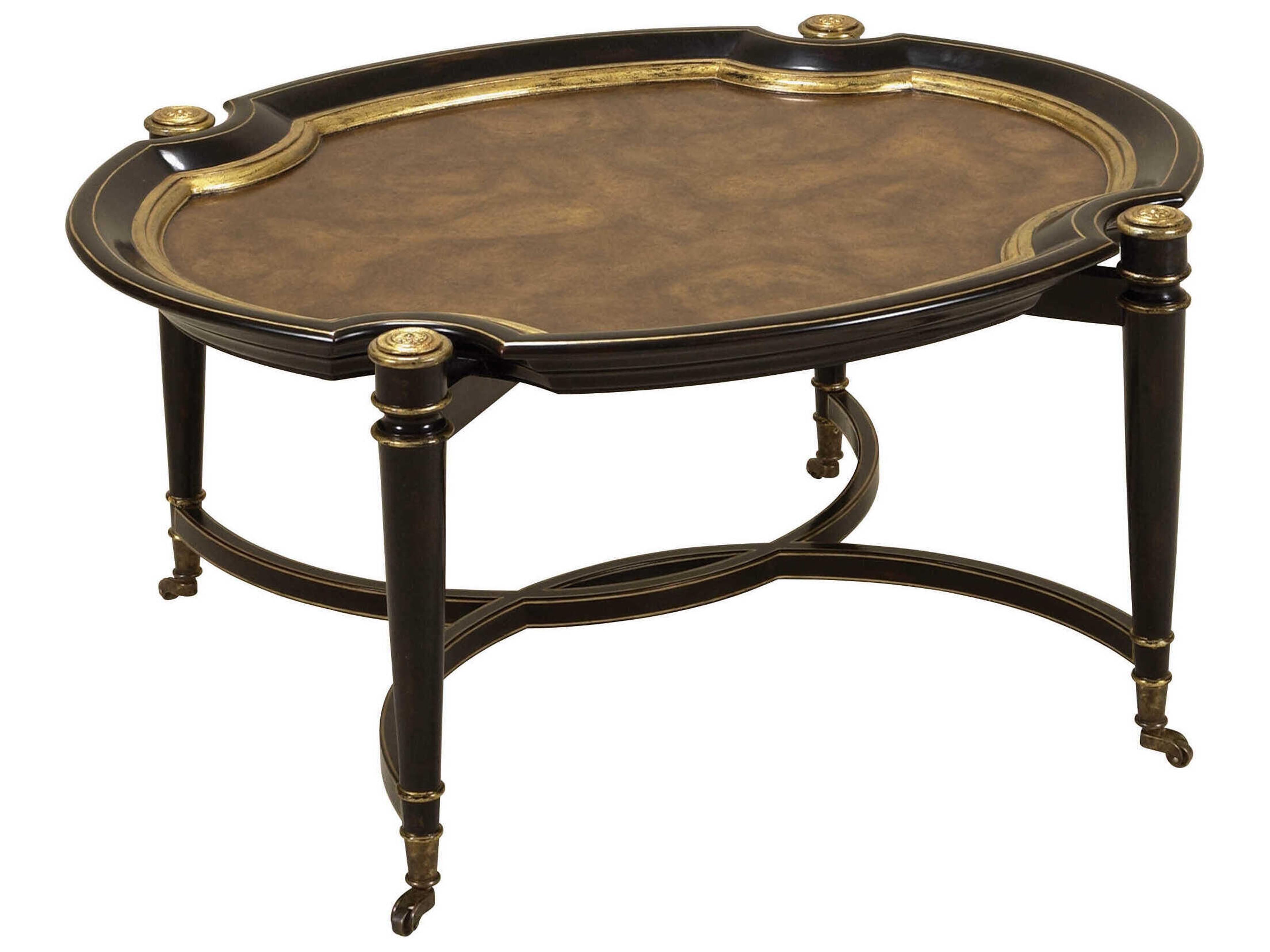 Suave Oval Wood Black Gold Cocktail Table