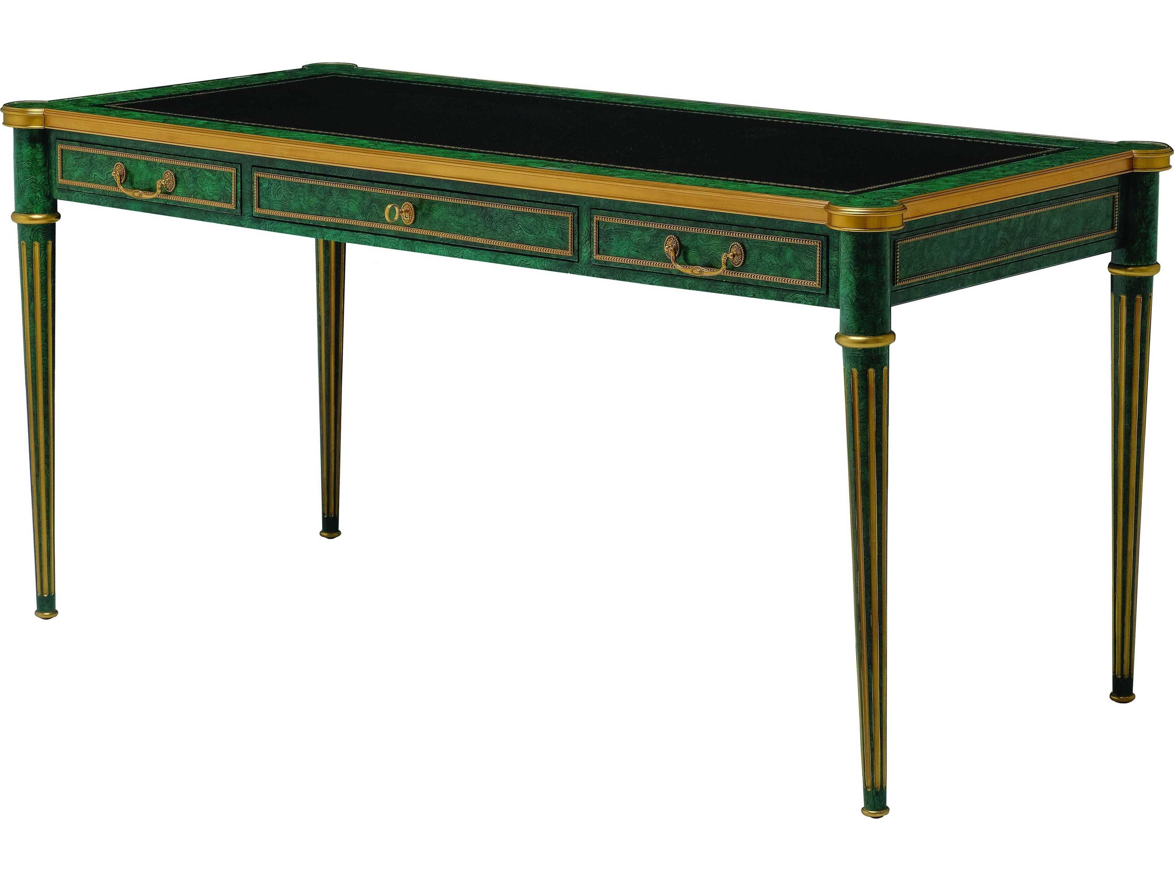 Malaquita Faux Malachite Black Green Secretary Desk