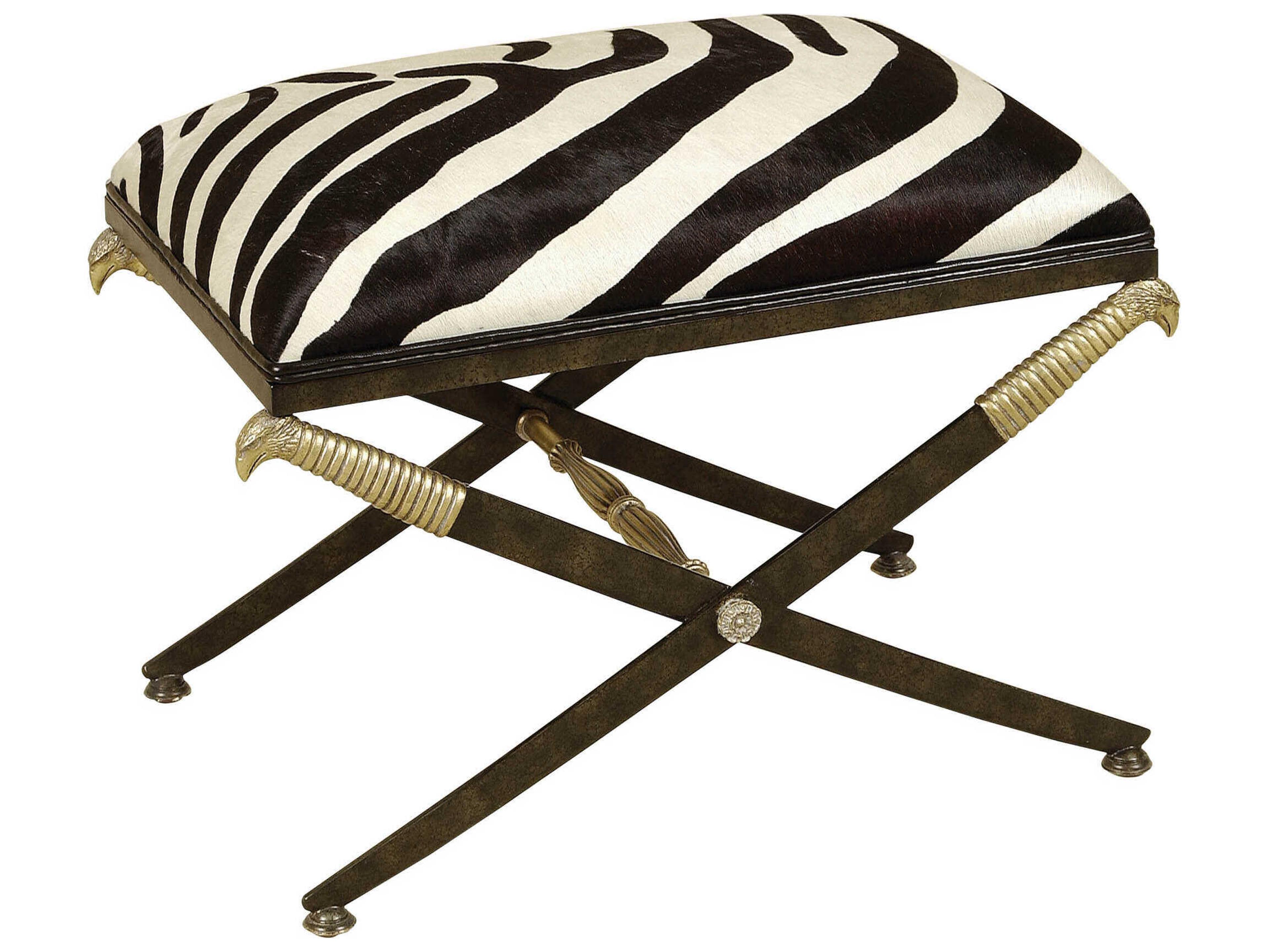 Maitland Smith Black White Upholstered Accent Bench