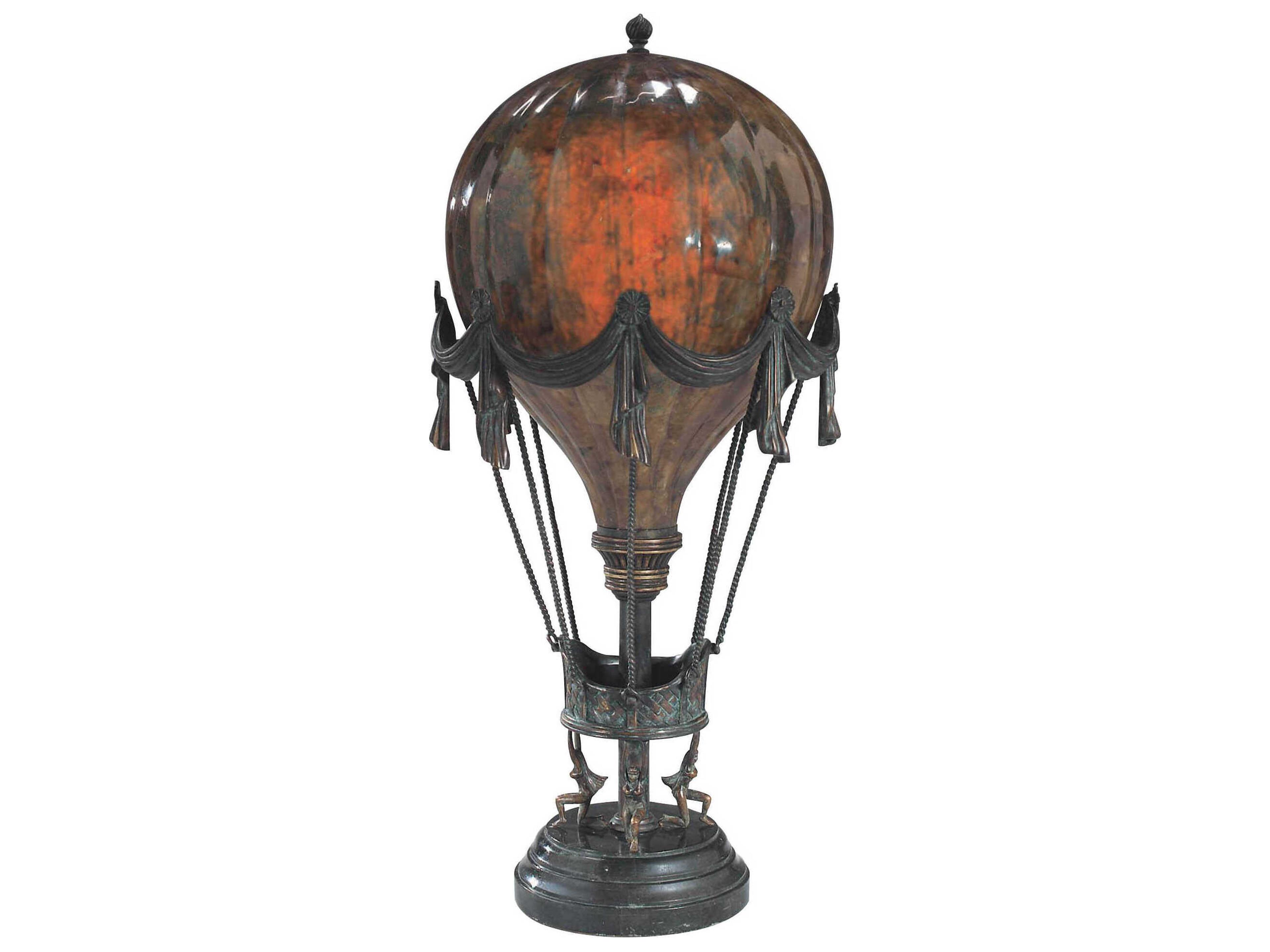 Balloon Verdigris Bronze Green Marble Penshell Crackle Buffet Lamp