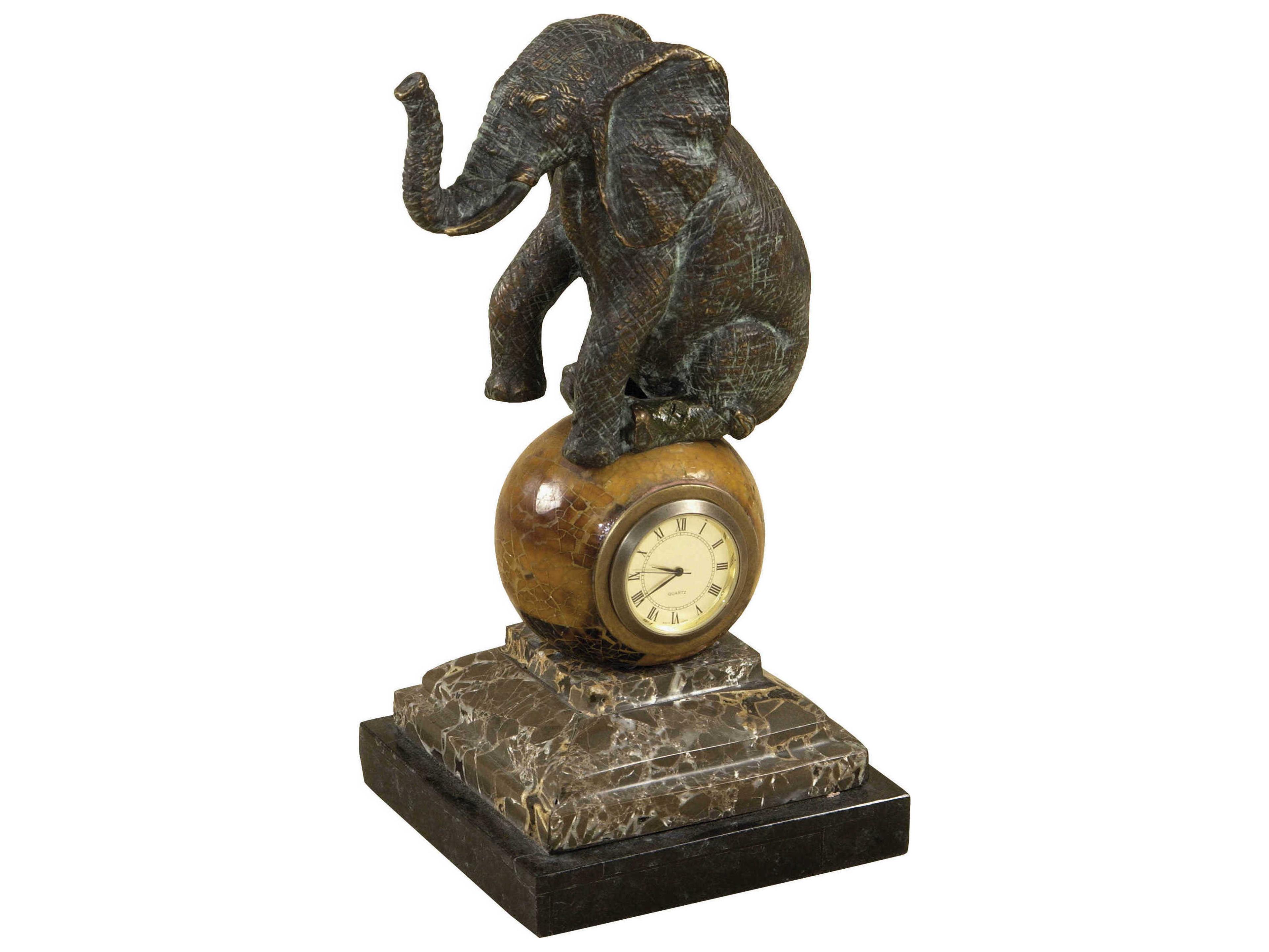 Verdigris Cast Brass Agile Elephant Clock