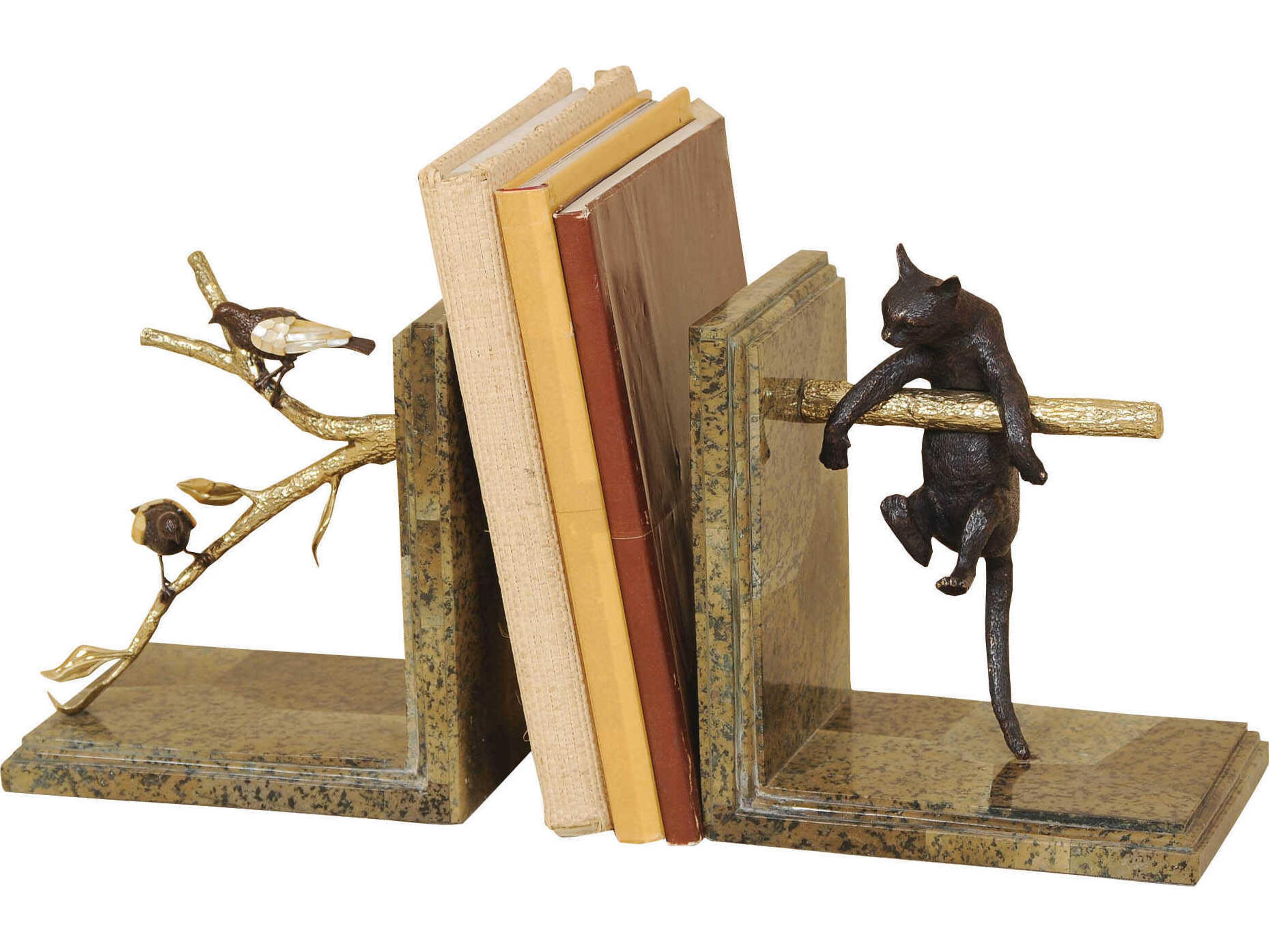 Maitland Smith Cast Brass Pursuit Bookends Set of 2