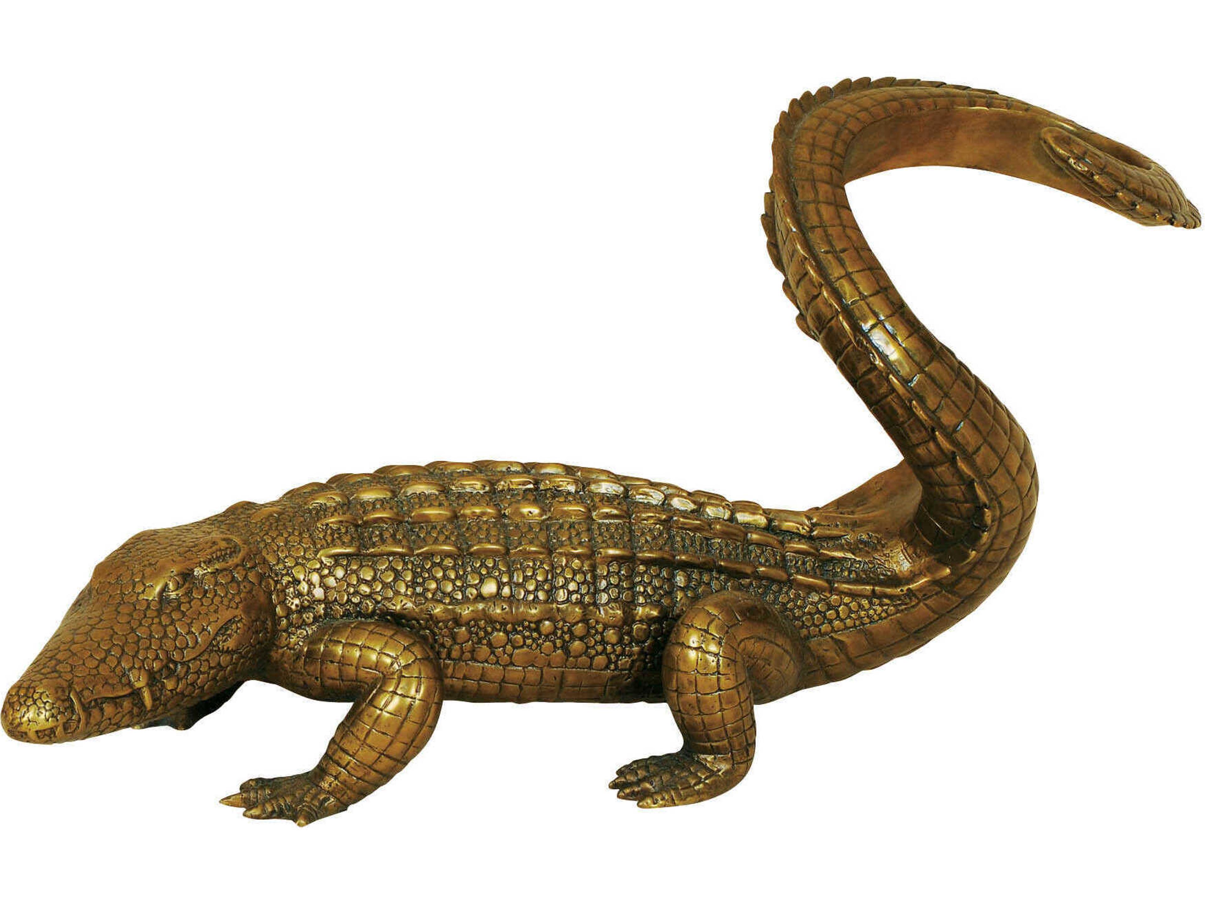 Maitland Smith Cast Brass Twisted Crocodile Wine Holder