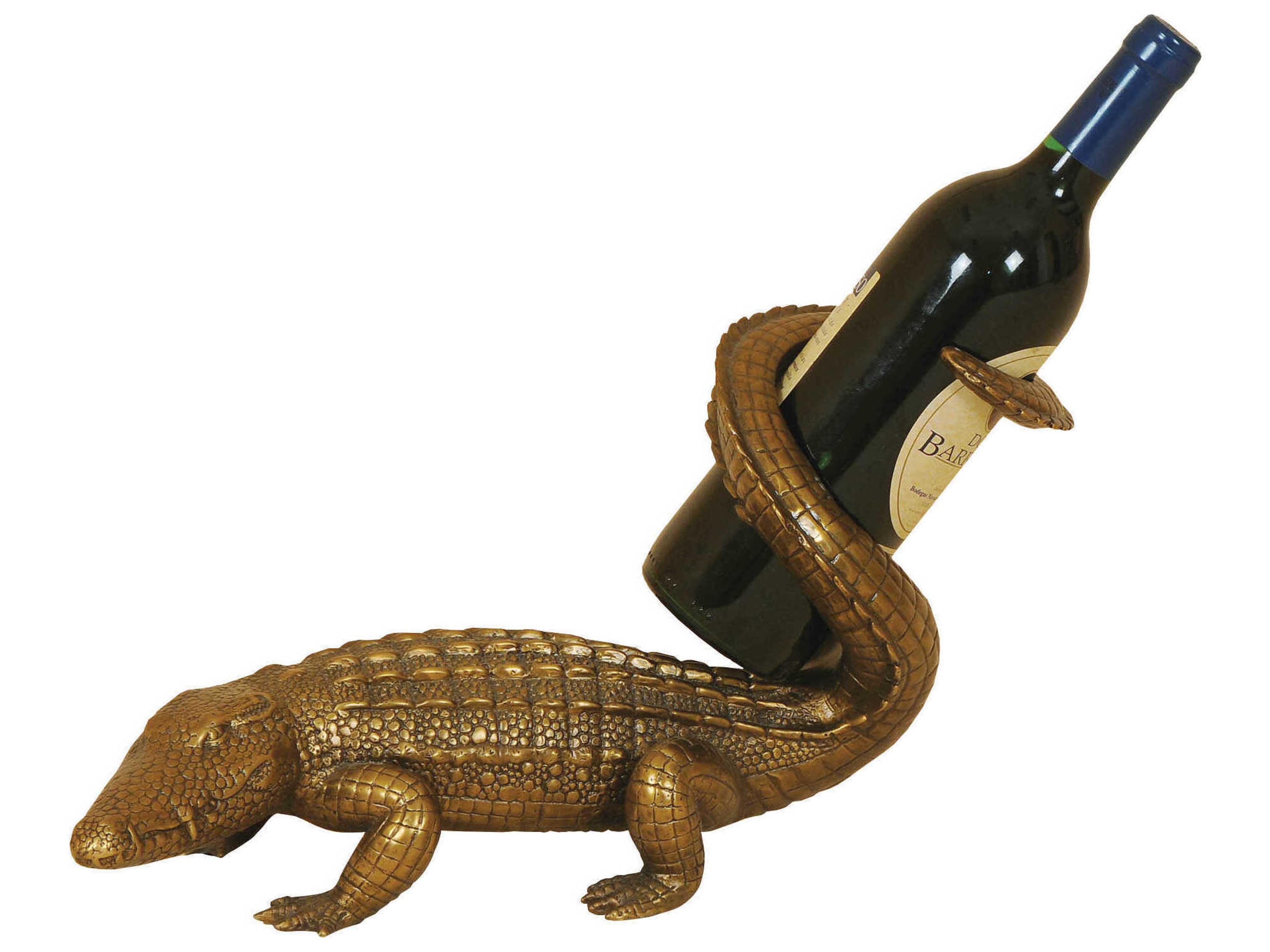 Maitland Smith Cast Brass Twisted Crocodile Wine Holder